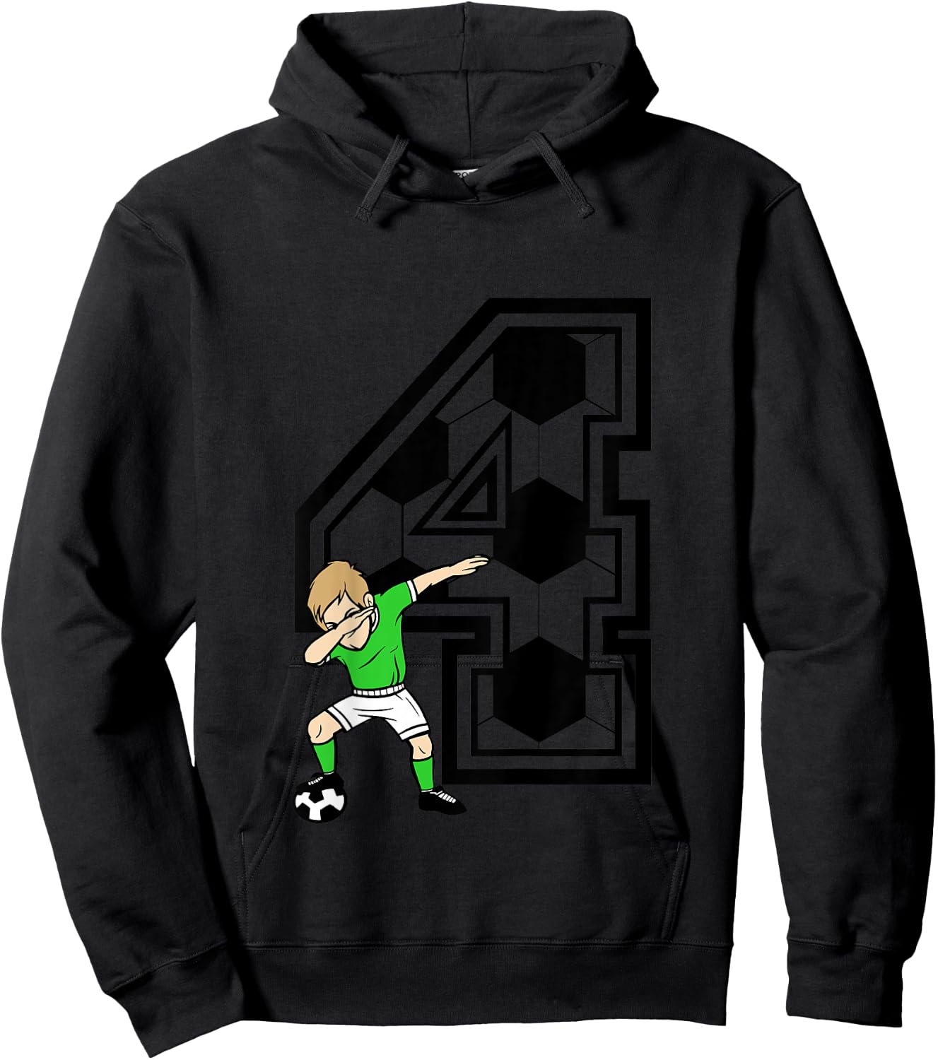 Kids 4 Year Old Boy Soccer Player 4th Birthday Kids Hoodie - Hoodie | Black