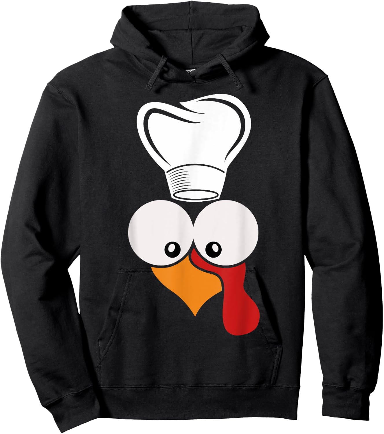 Funny Turkey Face With Chef Hat Thanksgiving Day Matching Hoodie - Hoodie | Black