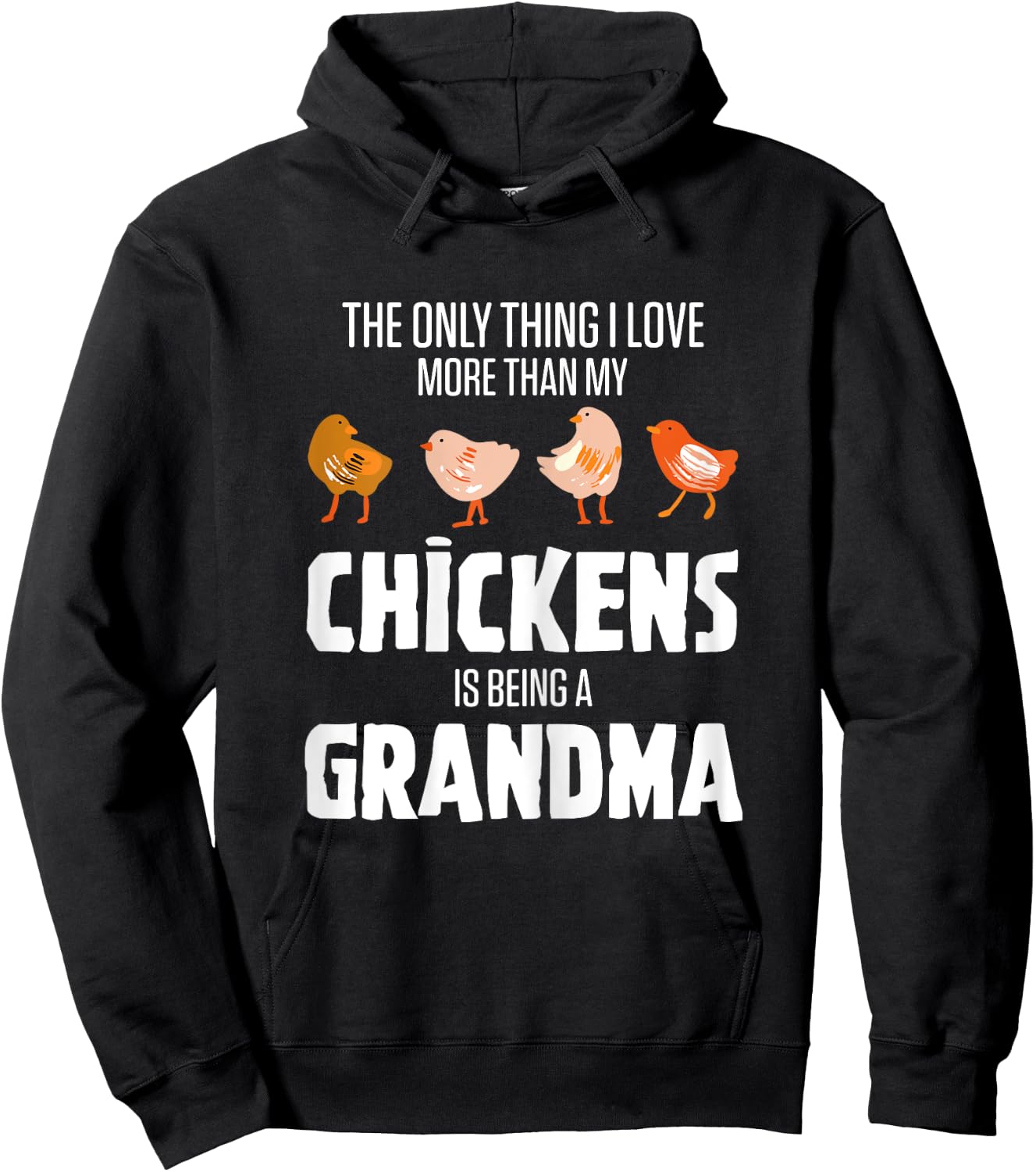 Chicken Breeder Outfits Black Chicken Grandma Modern Letter Print X-Small Female Hoodie - Hoodie | Black