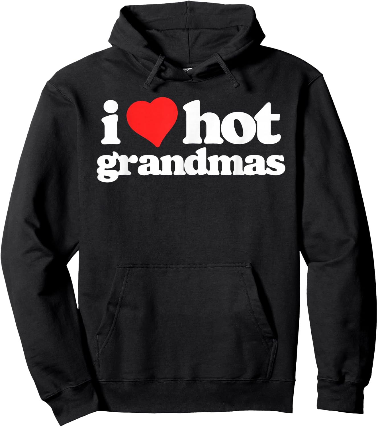 I Love Hot Grandmas Funny 80s Vintage Minimalist Heart Hoodie - Hoodie | Black