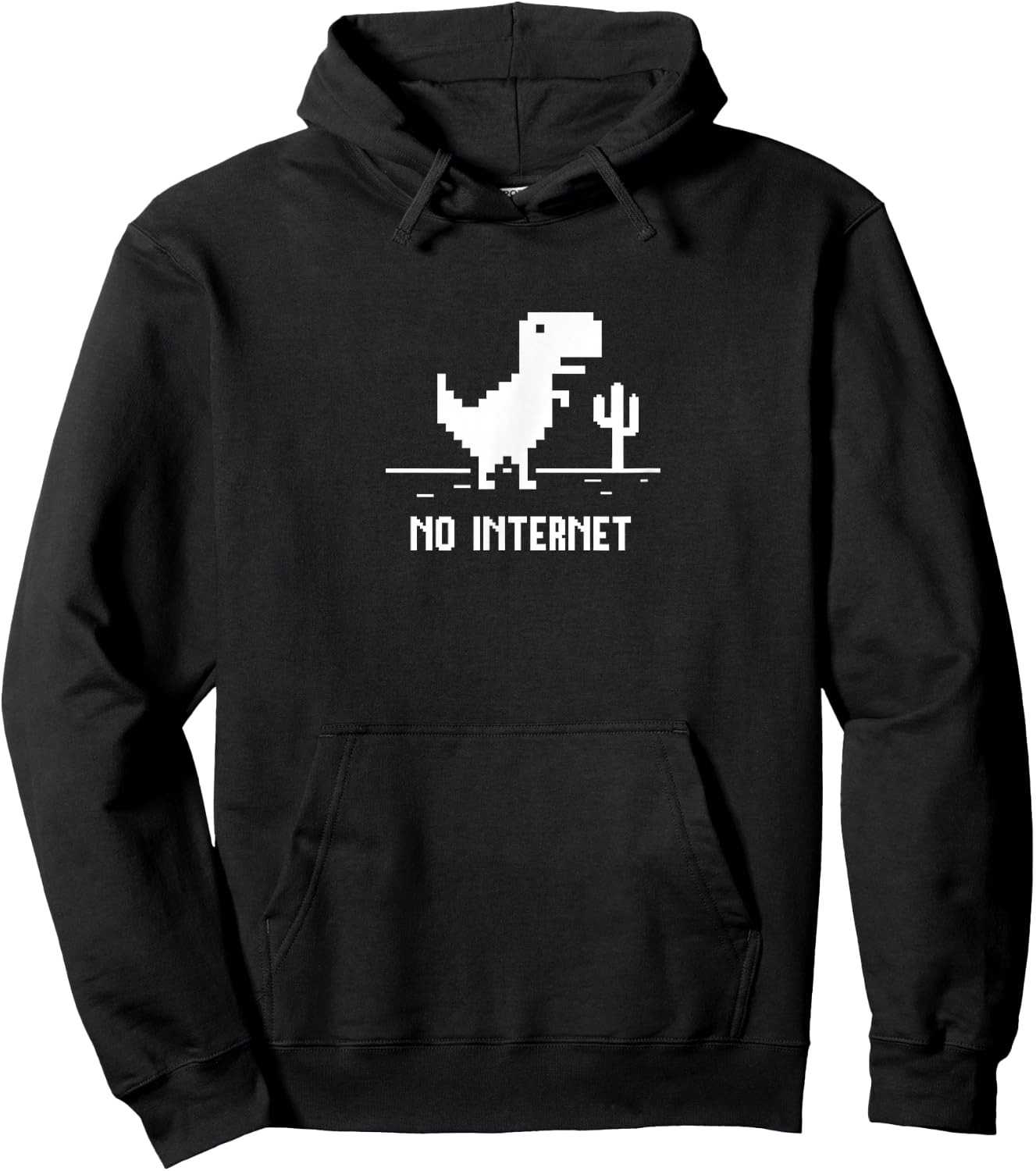 Pixel Art T-Rex Dinosaur for Coders "No Internet" Hoodie - Hoodie | Black