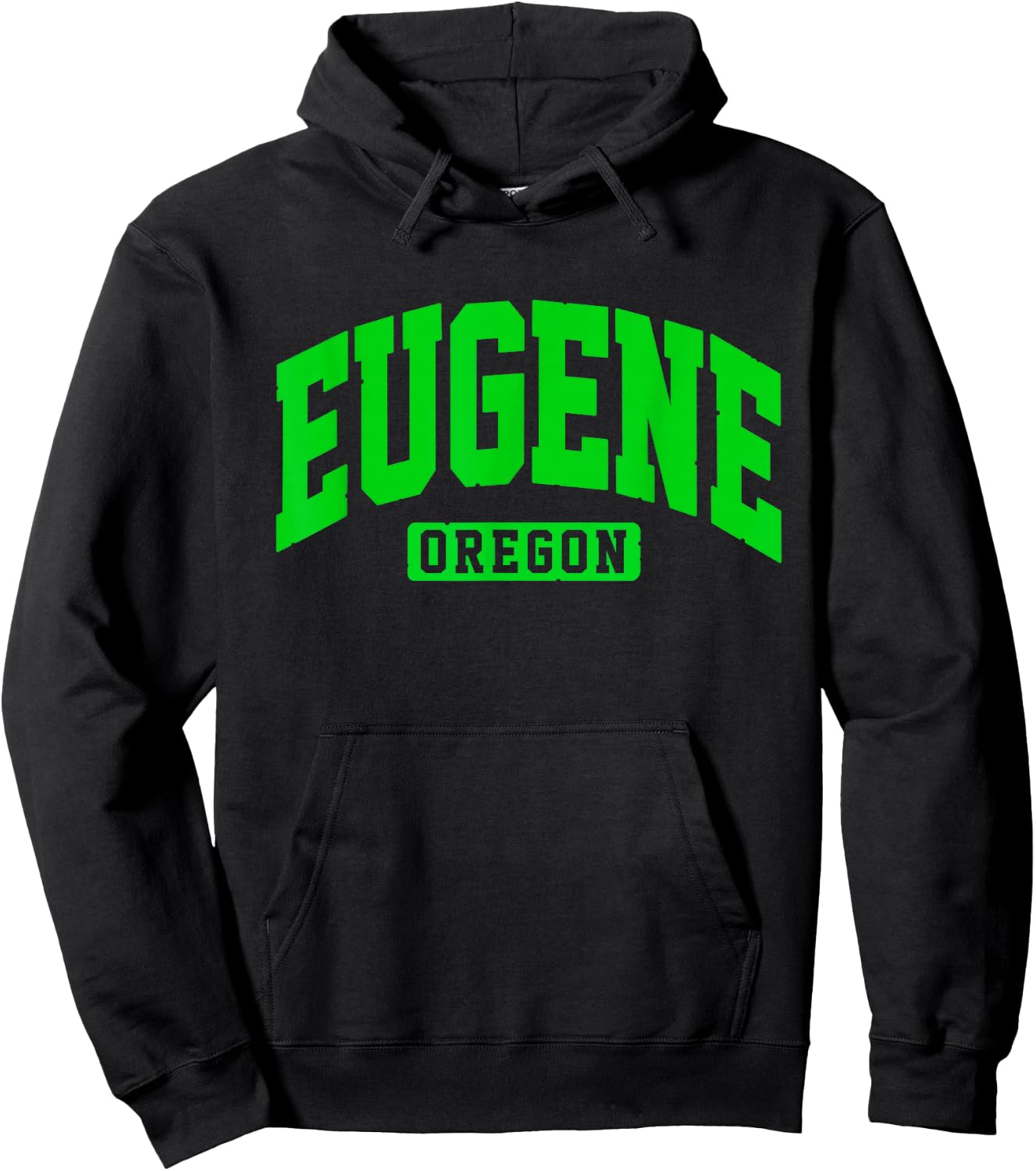 Eugene Oregon Green Block Athletic College Sports Team Style Hoodie - Hoodie | Black