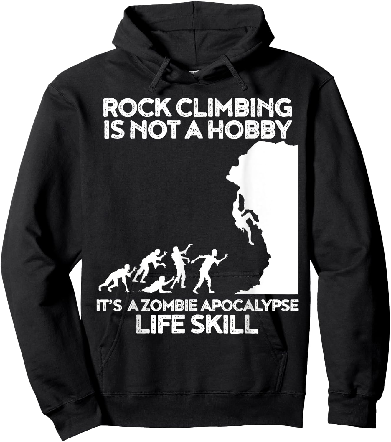 Funny Climbing Zombie Escape Rock Climber Hoodie - Hoodie | Black