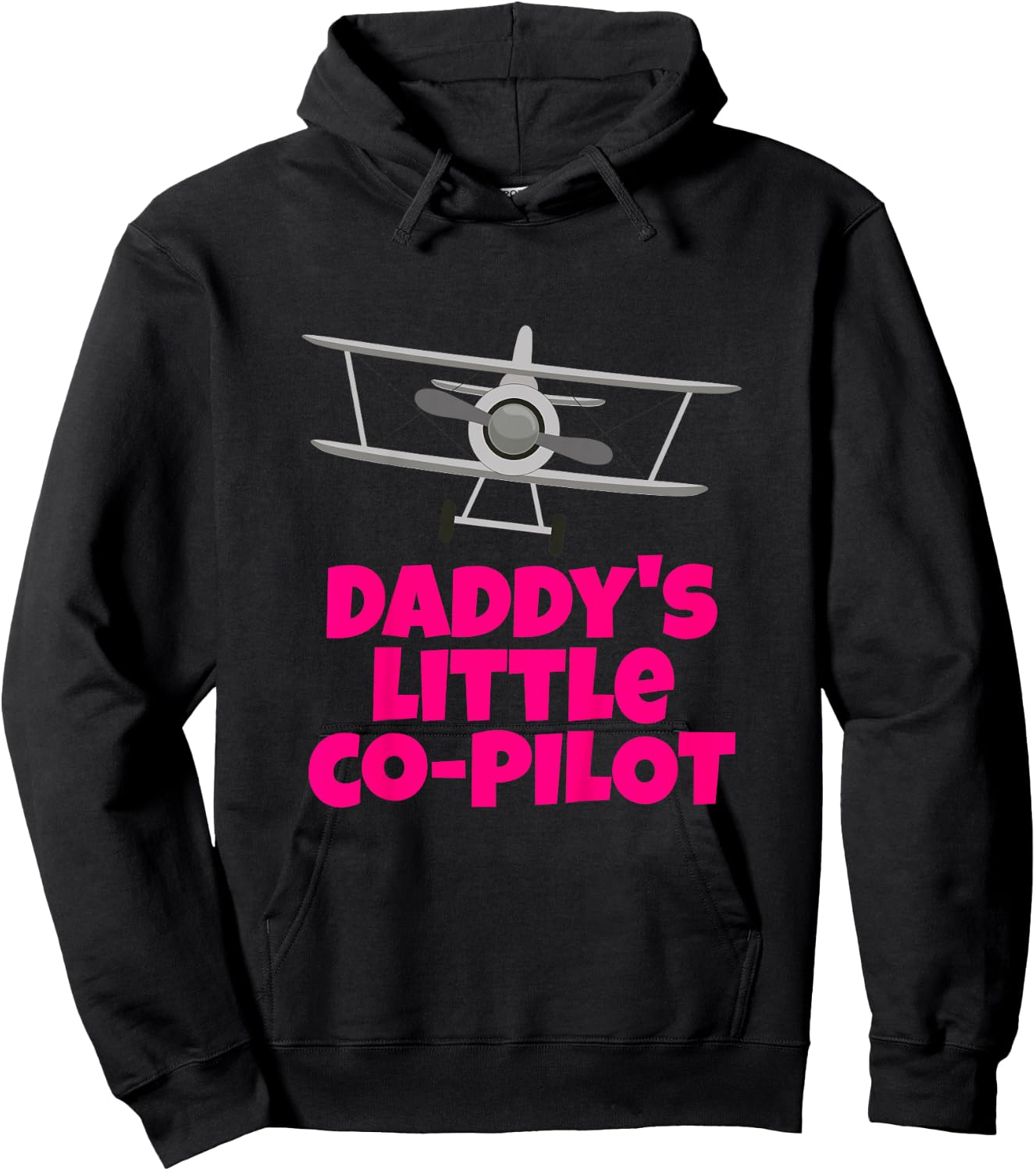 Kids Daddy's Little Co-Pilot Airplane Kids Hoodie - Hoodie | Black