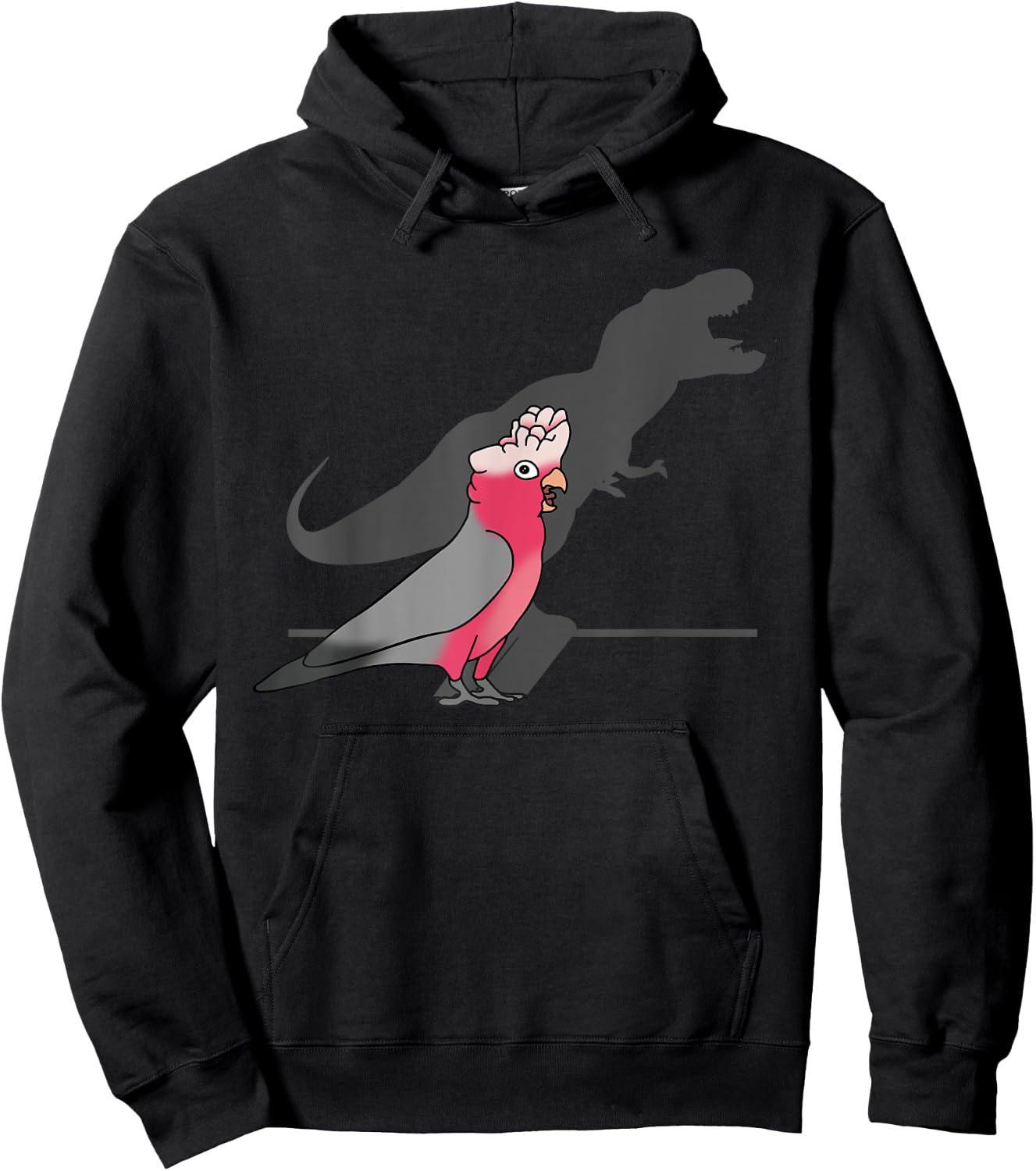 Funny Dinosaur shadow, T-rex rose-breasted Galah cockatoo Hoodie - Hoodie | Black