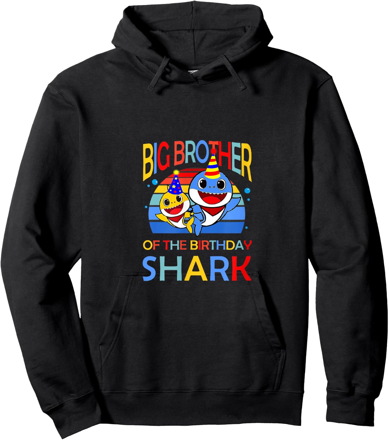 Big Brother Of The Birthday Shark Bro Matching Family Hoodie - Hoodie | Black