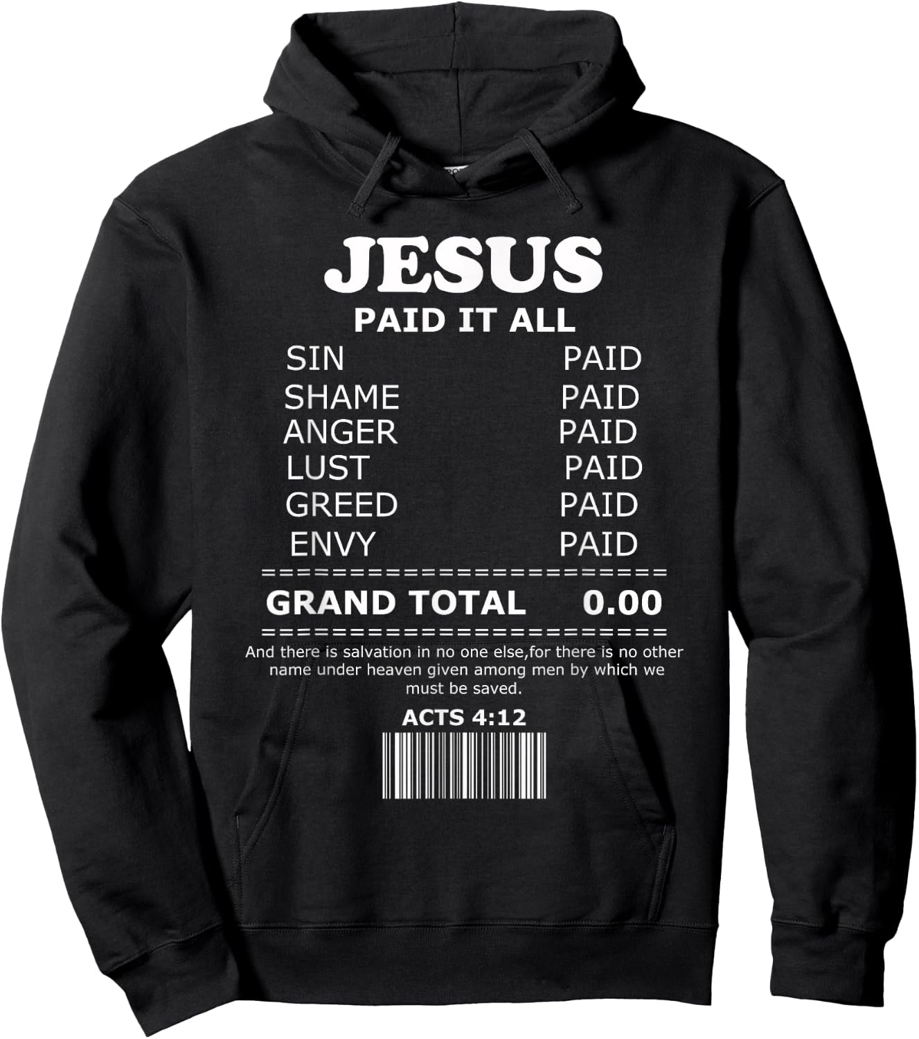 Jesus Paid It All Receipt Hoodie - Hoodie | Black