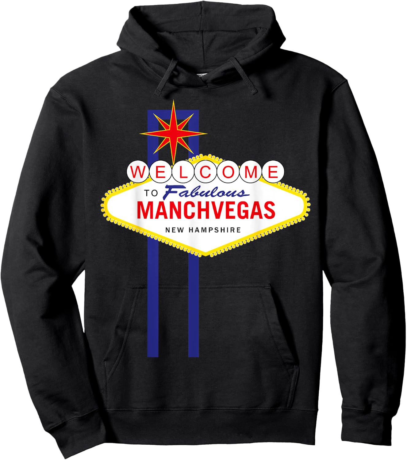 ManchVegas - Manchester, New Hampshire Las Vegas Sign Style Hoodie - Hoodie | Black