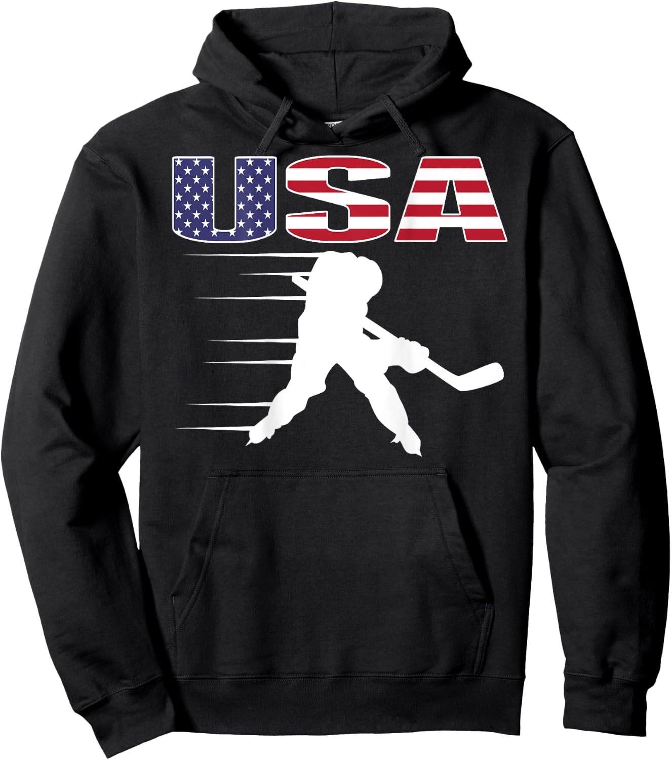 America Ice Hockey Lovers Jersey - USA Flag Hockey Team Fans Women Kids Men Hoodie - Hoodie | Black