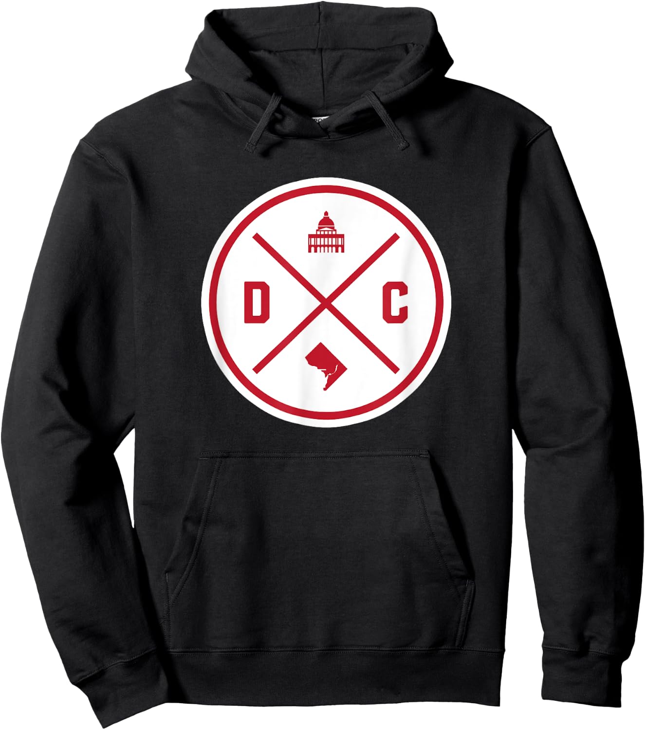 Classic Washington DC Circle Patch Red Design Hoodie - Hoodie | Black