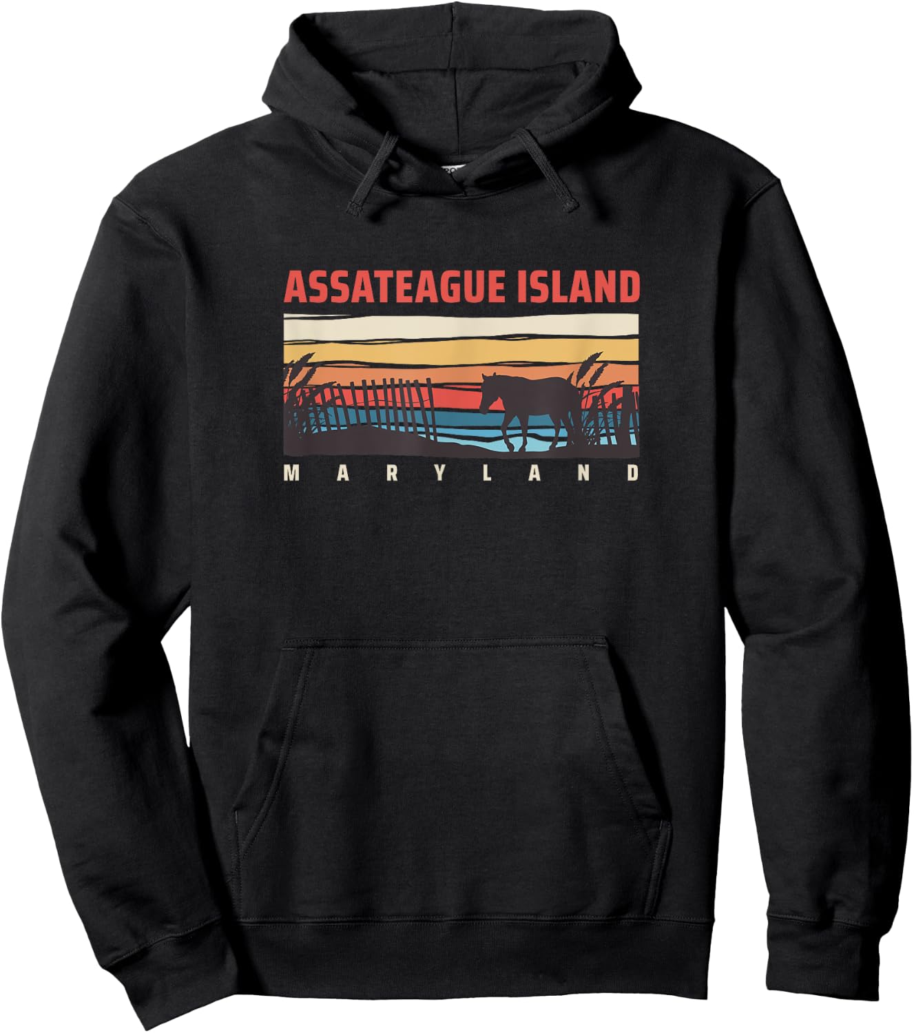 Assateague Island Wild Horse Pony Ponies Hoodie - Hoodie | Black