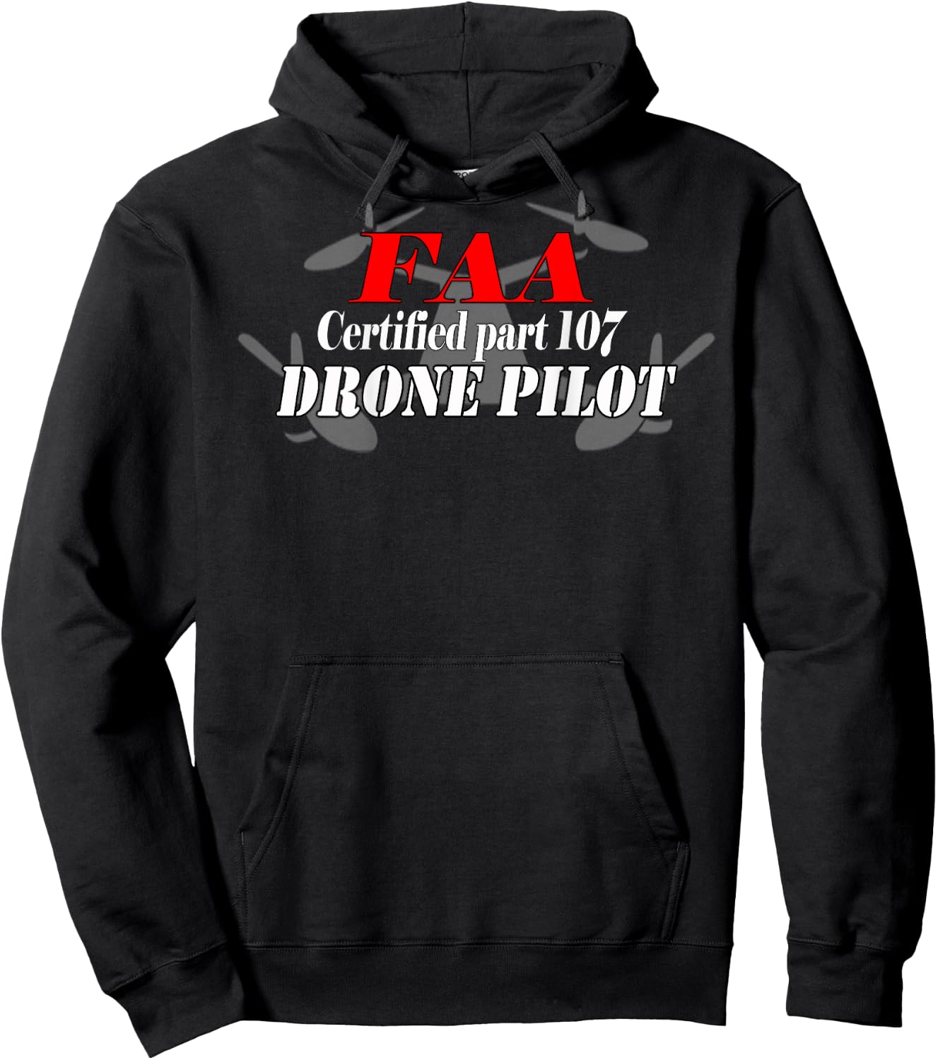 FAA Drone Pilot Certified part 107 on Back Hoodie - Hoodie | Black