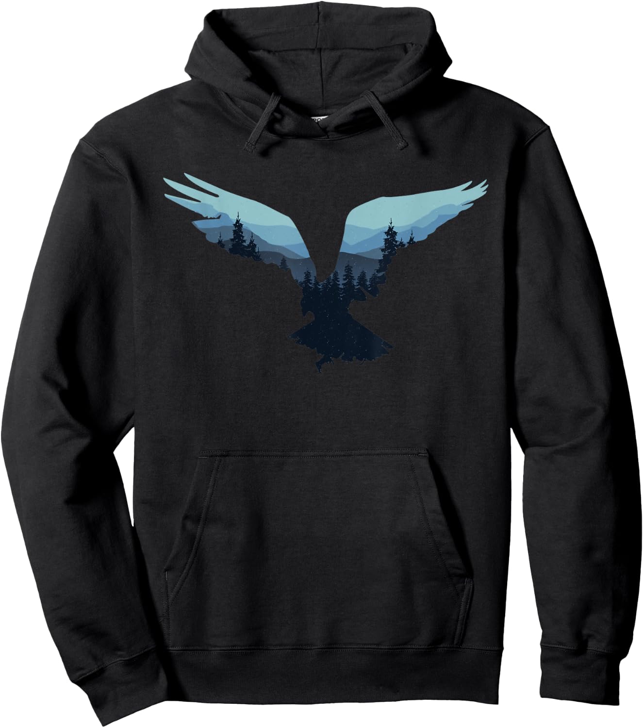 Beautiful Flying Eagle Night Sky Forest Bird Silhouette Hoodie - Hoodie | Black