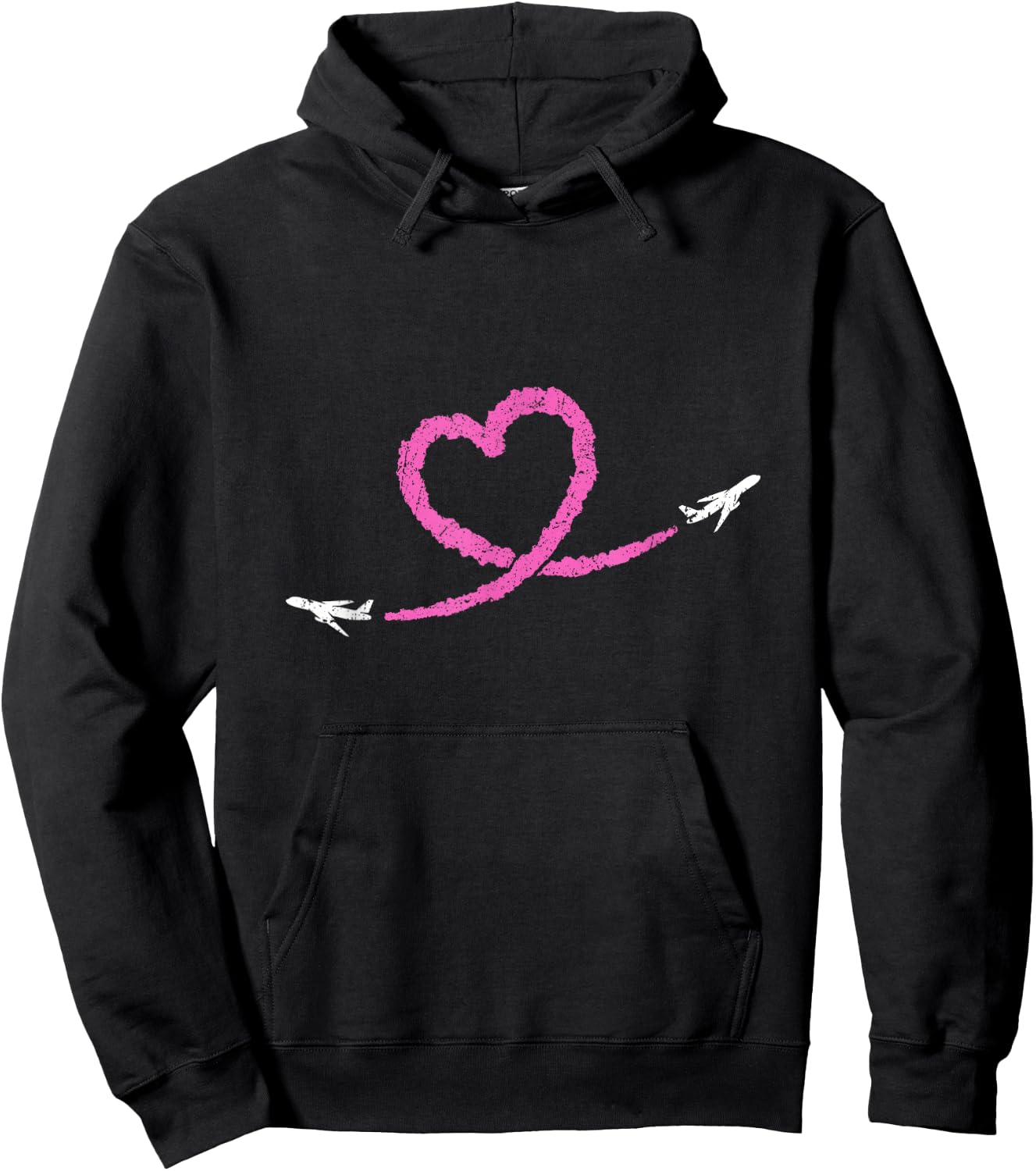 Valentine's Day Heart I Love Planes Flying Planes Hoodie - Hoodie | Black