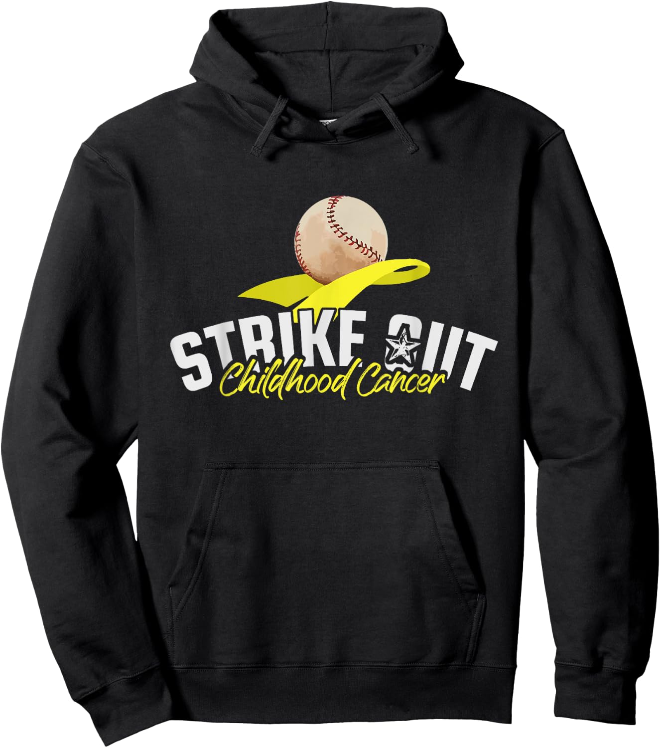 Strike Out Childhood Cancer Awareness Gold Ribbon Gift Hoodie - Hoodie | Black