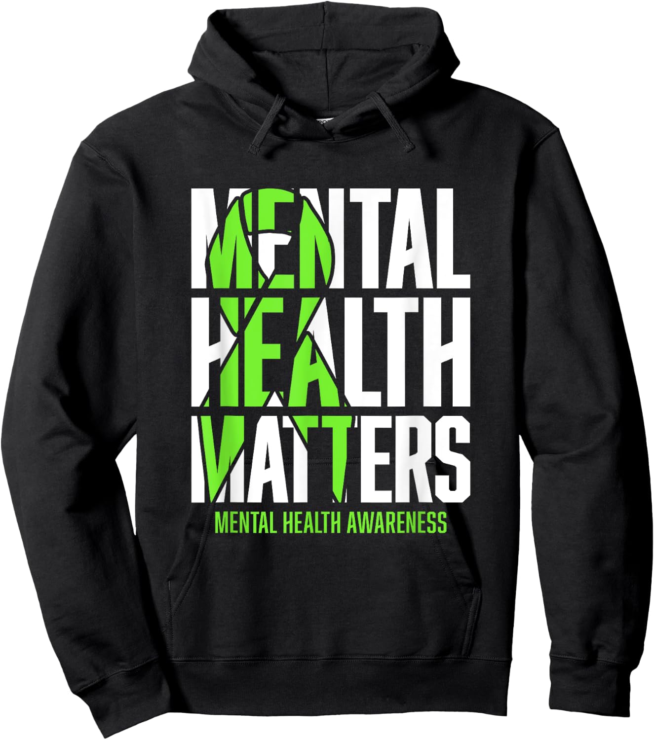 Mental Health Matters Green Ribon Mental Health Awareness Hoodie - Hoodie | Black