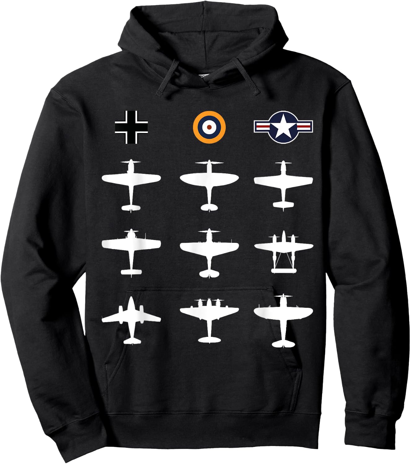 WW2 Warbird GATHERING Messerschmitt Mustang Spitfire Gift Hoodie - Hoodie | Black
