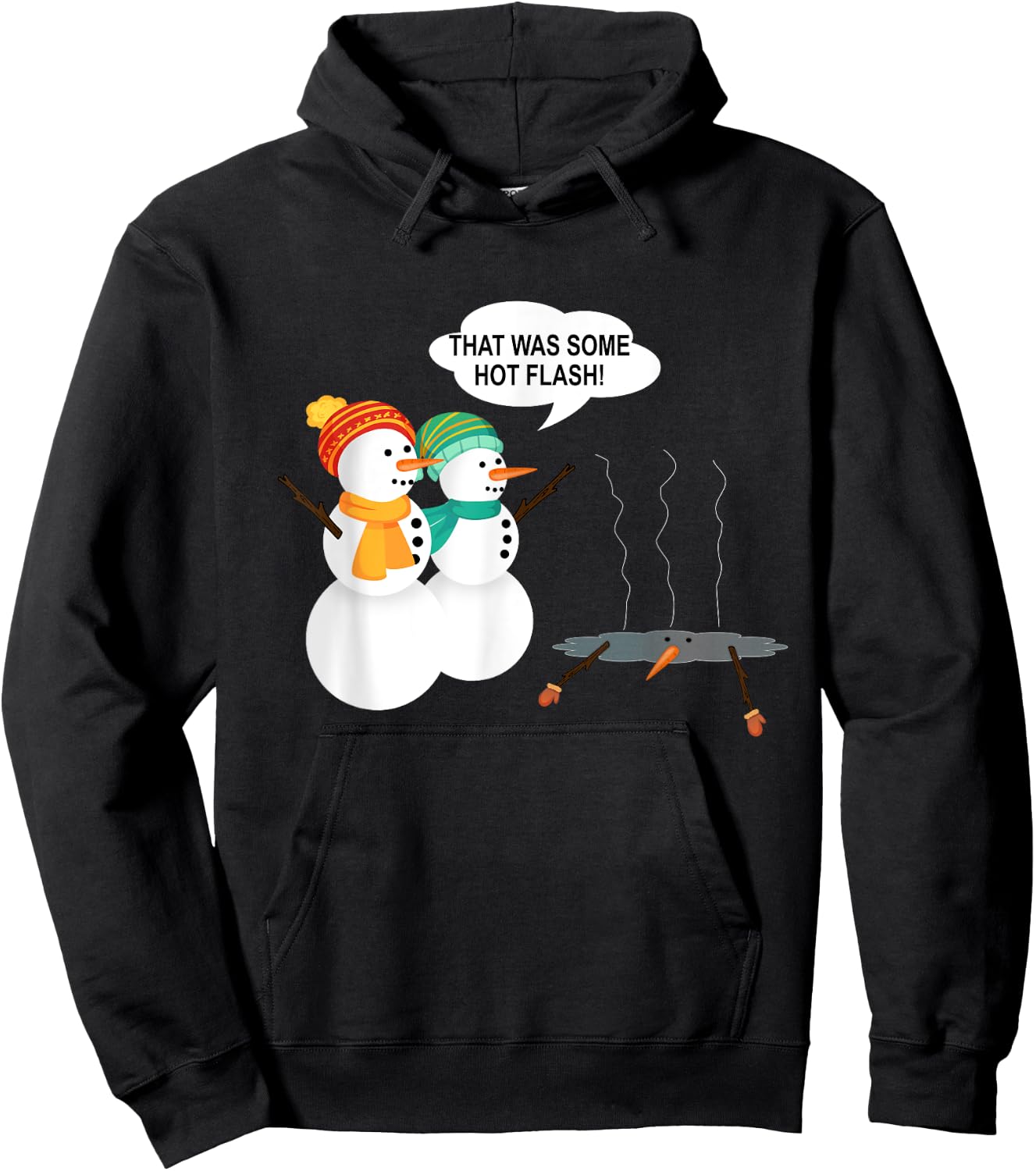 Funny Snowman Menopause Christmas Hot Flash Hoodie - Hoodie | Black