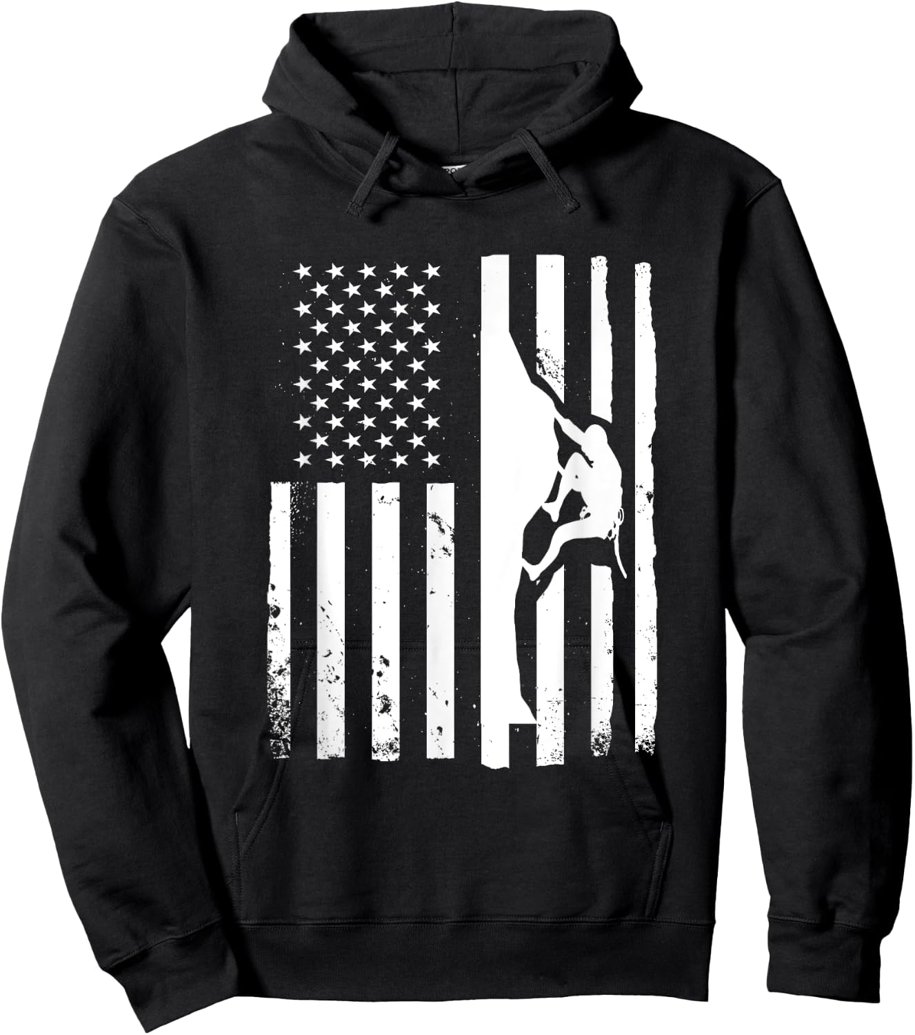 USA Flag Graphic Rock Climber Bouldering Mountaineering Hoodie - Hoodie | Black