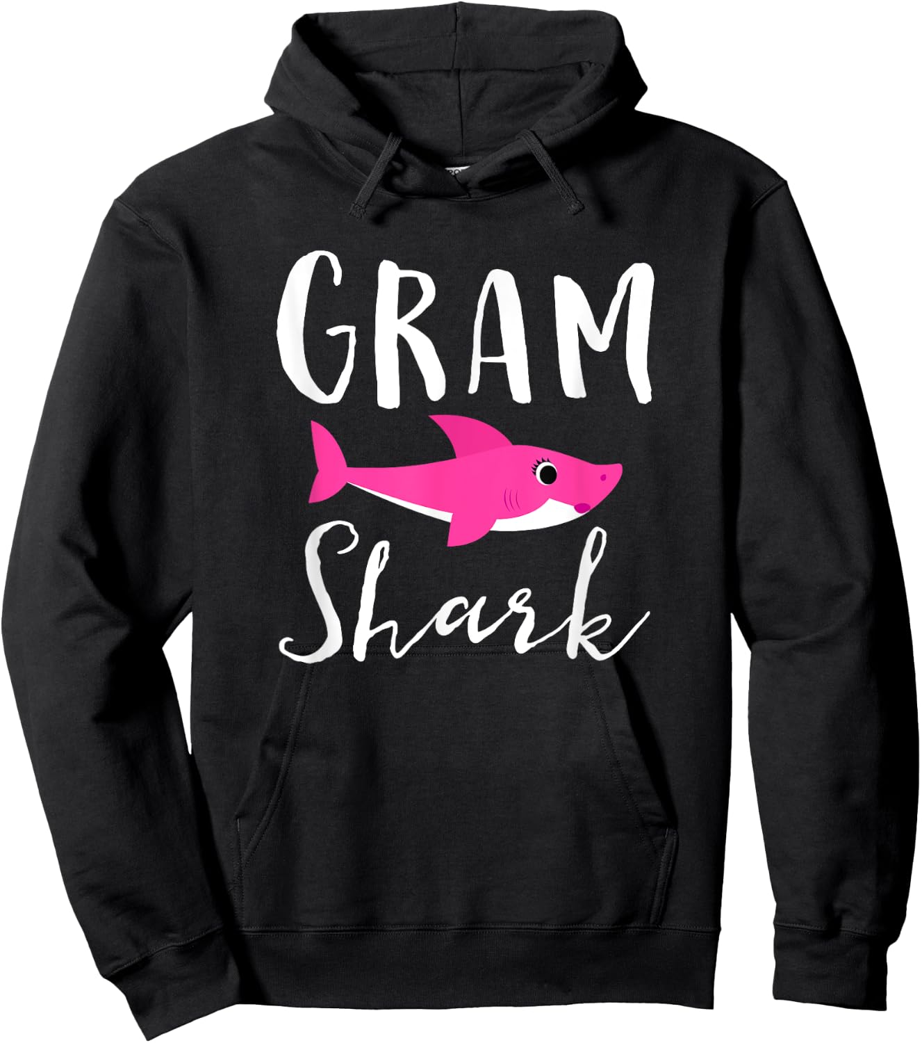 Gram Shark Grandma Grandmother Pink Shark Graphic Hoodie - Hoodie | Black