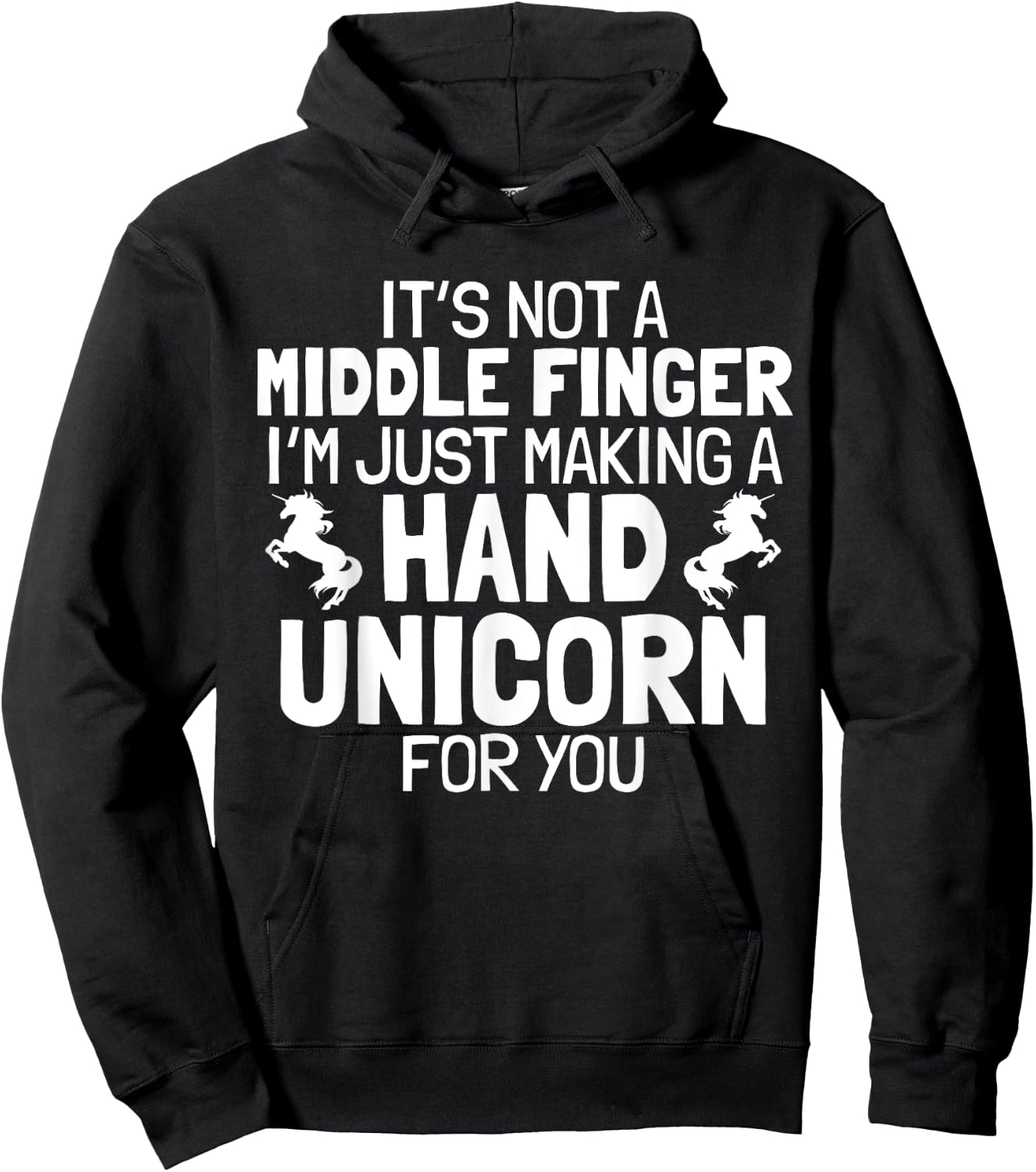 Hand Unicorn Middle Finger Funny Sarcastic Crude Humor Quote Hoodie - Hoodie | Black