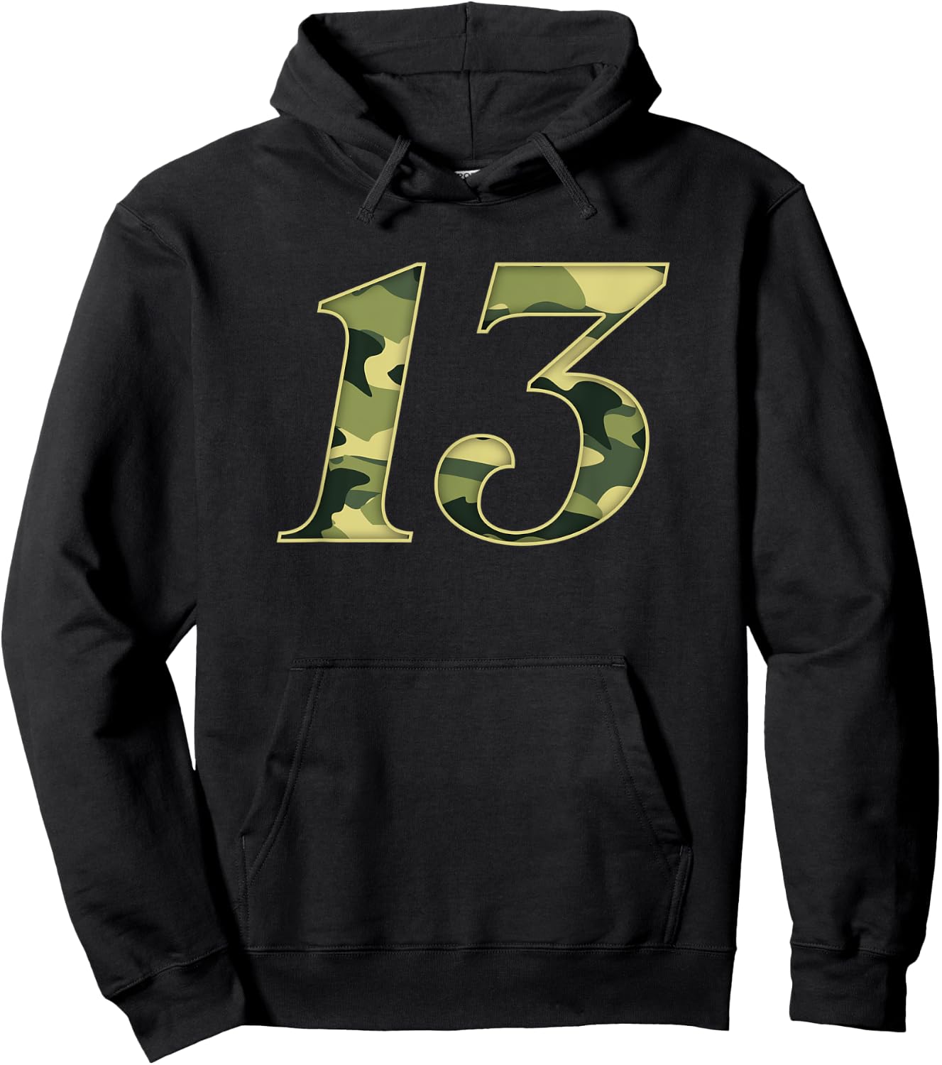13th Birthday Soldier 13 Years Boy Girl Military Themed Camo Hoodie - Hoodie | Black