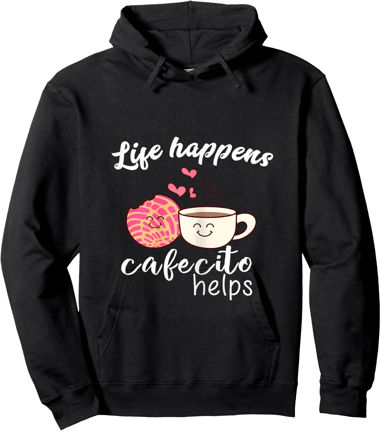 Cafe Conchas Funny Cute Spanish Pun Coffee Hoodie - Hoodie | Black