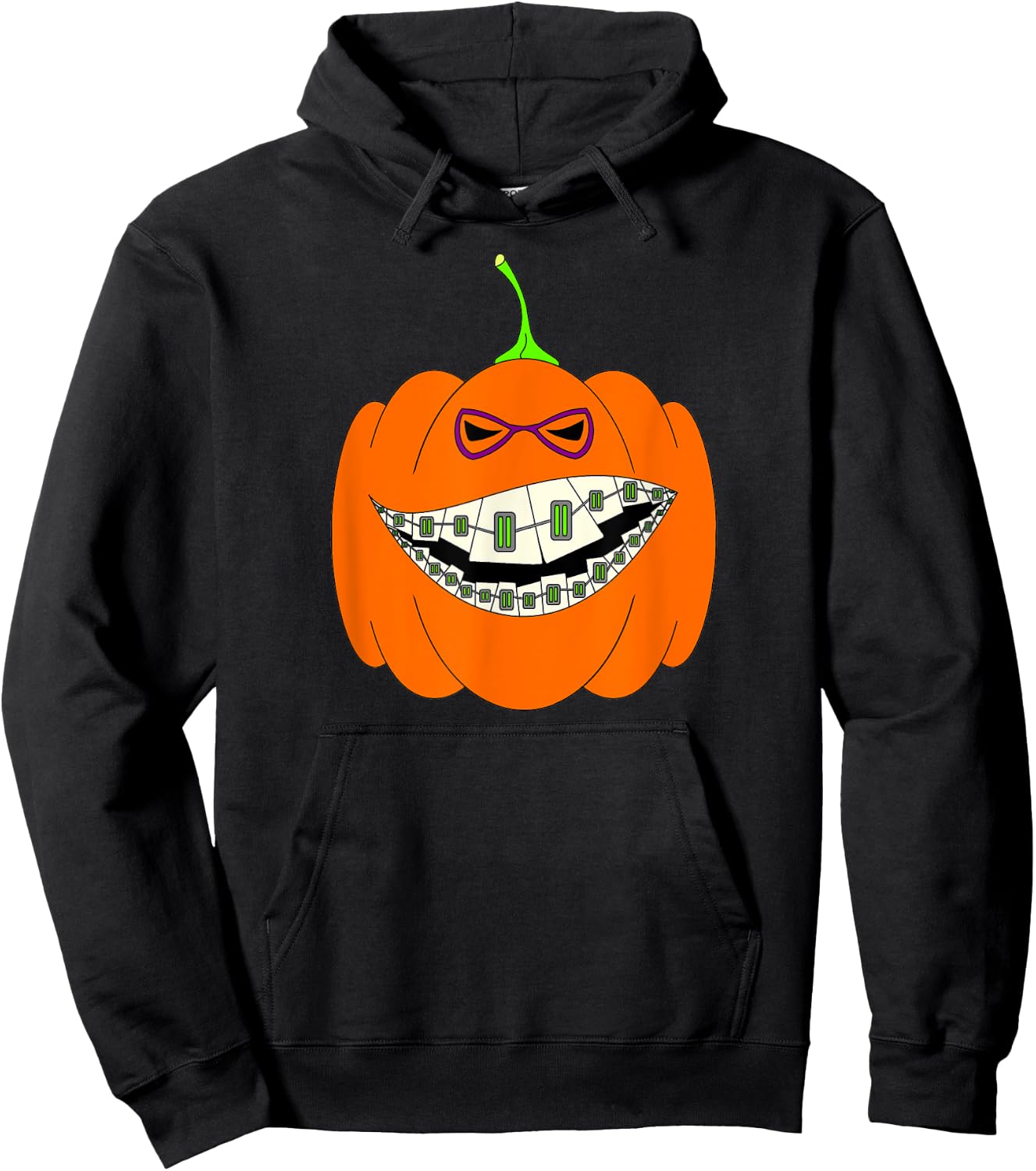 Halloween Pumpkin Braces Orthodontics Horror Dentist Hoodie - Hoodie | Black