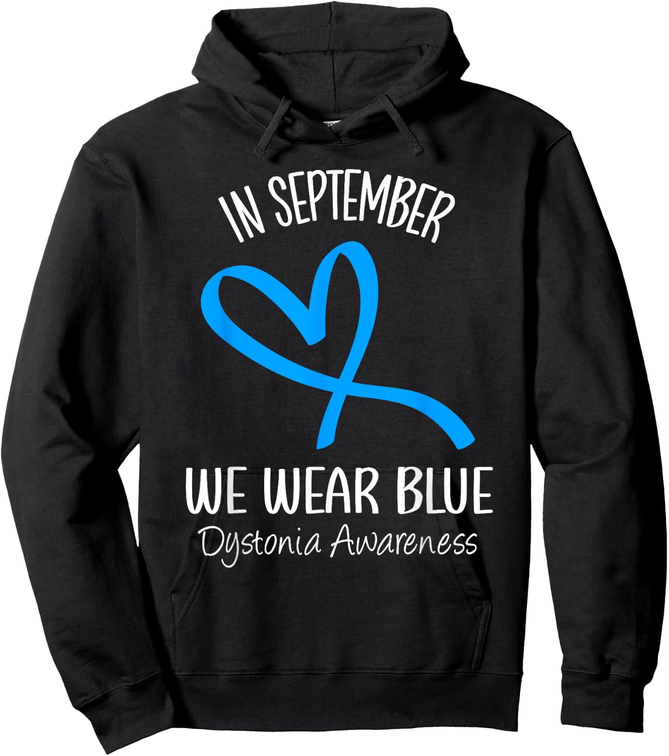 Heart In September We Wear Blue Dystonia Awareness Ribbon Hoodie - Hoodie | Black