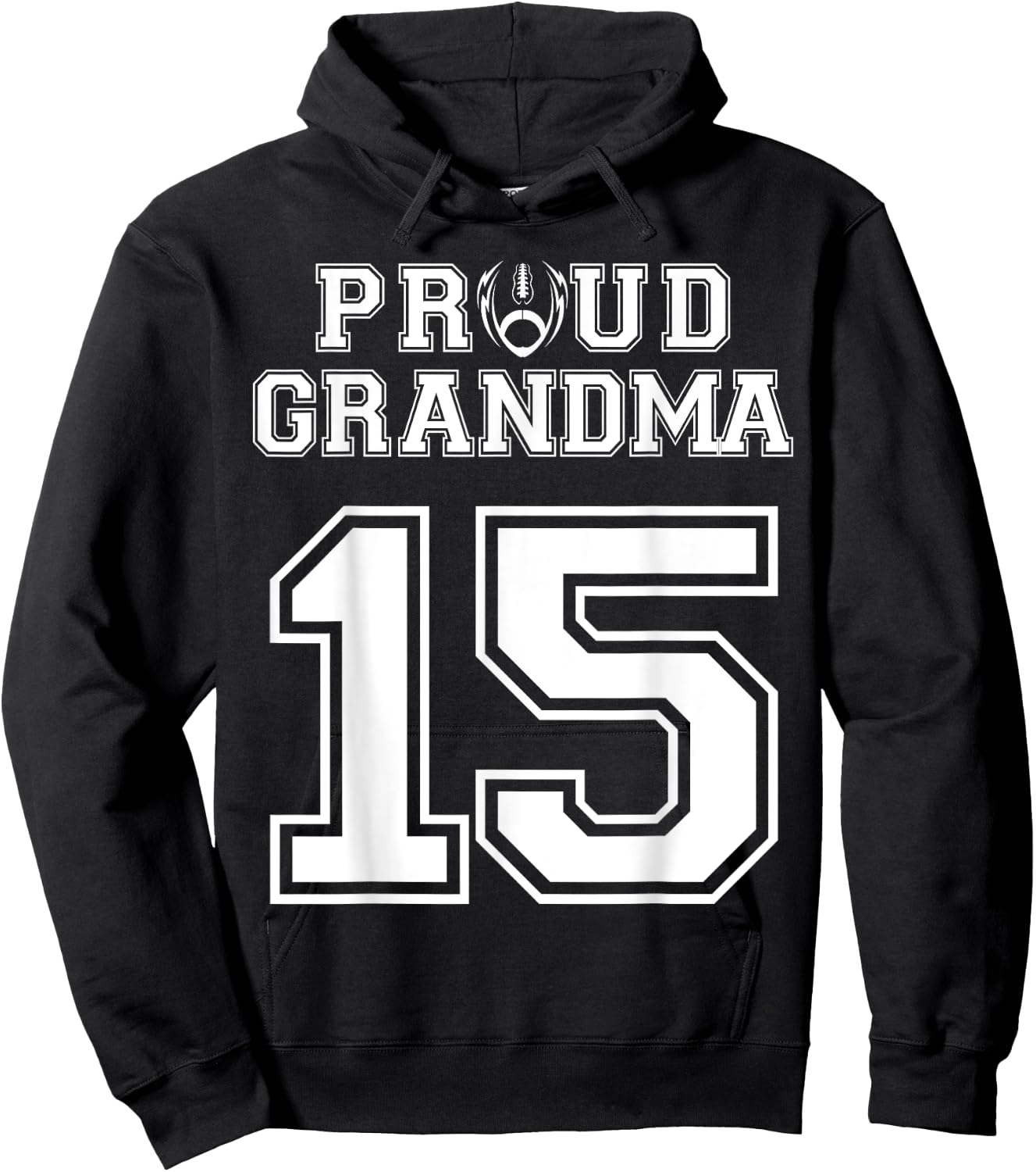 Custom Proud Football Grandma Number 15 Personalized Women Hoodie - Hoodie | Black