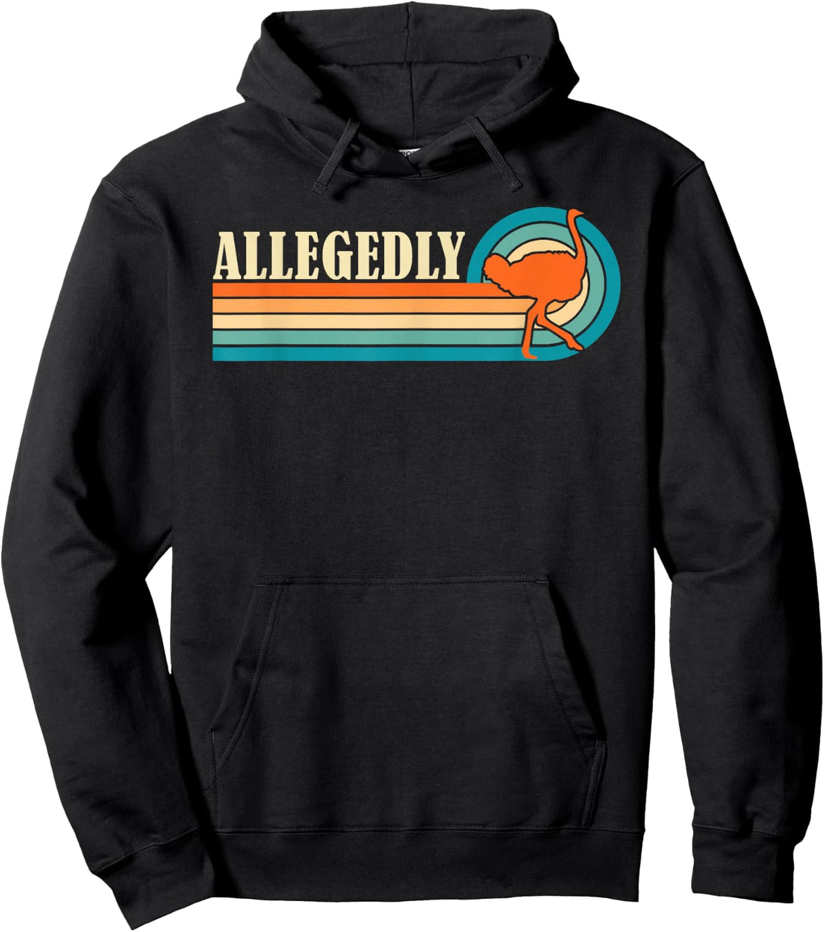 Allegedly Funny Ostrich -Adults Black Short Sleeve Small Classic Fit Cotton Blend Imported Hoodie - Hoodie | Black