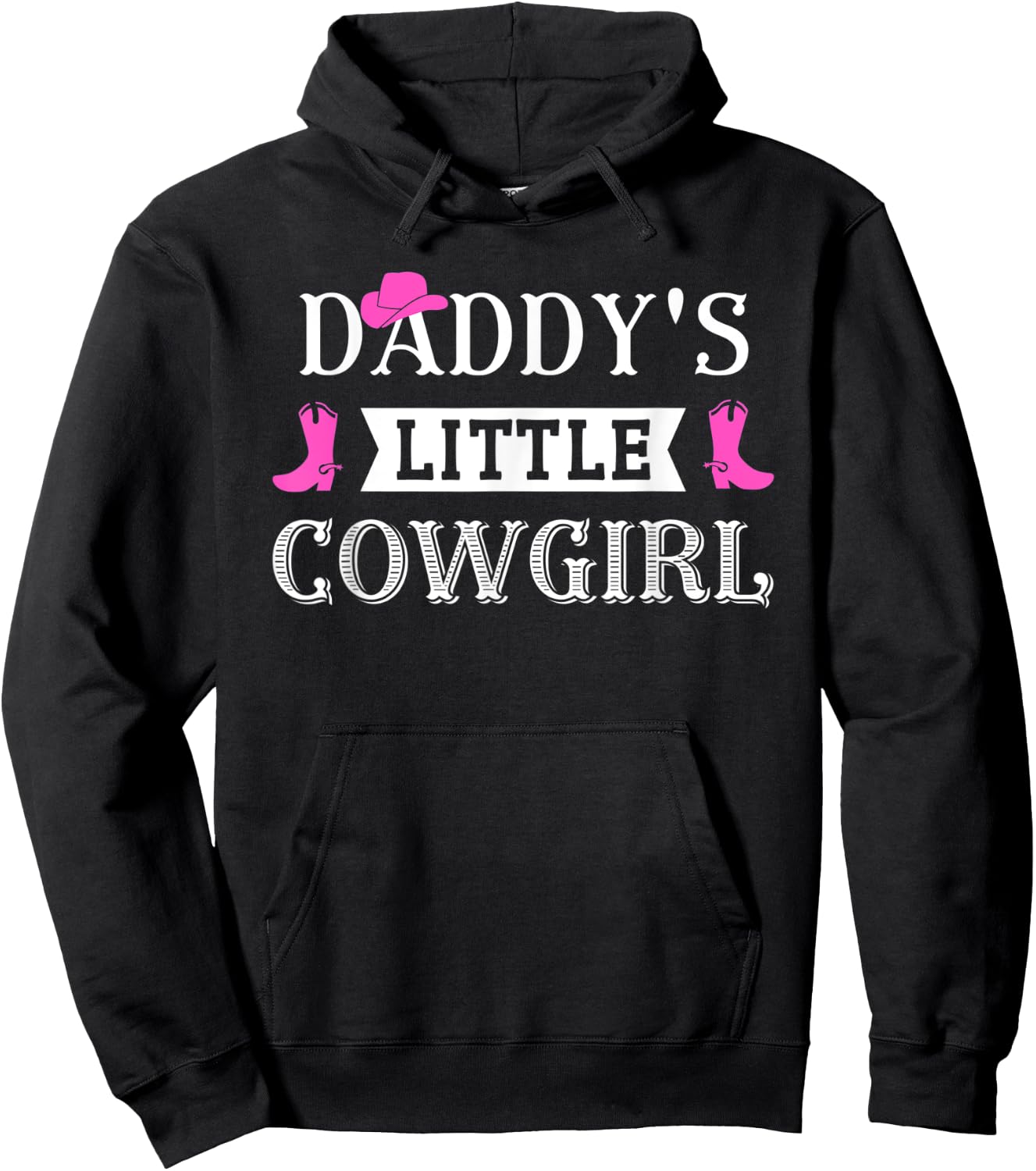 Girls Cow Girl Horse Riding Western Howdy Daddy's Cowgirl Hoodie - Hoodie | Black