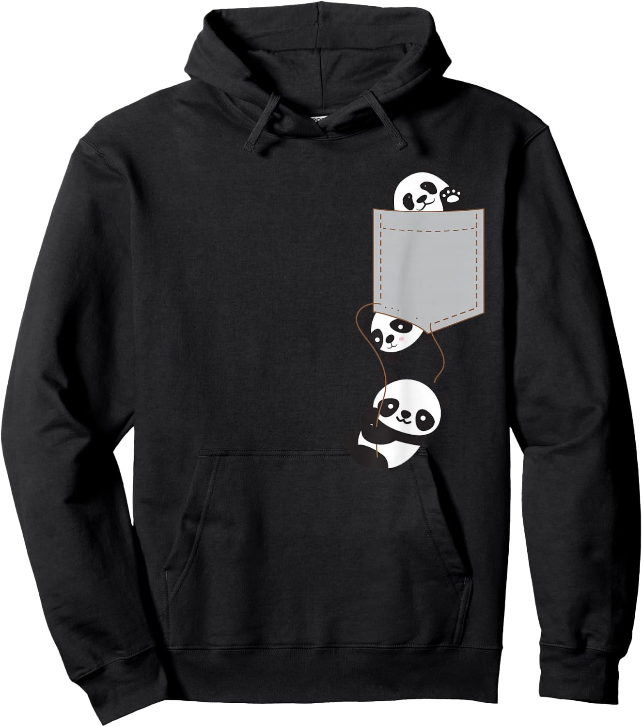 Cute Kawaii Baby Pandas In Pocket Hoodie - Hoodie | Black