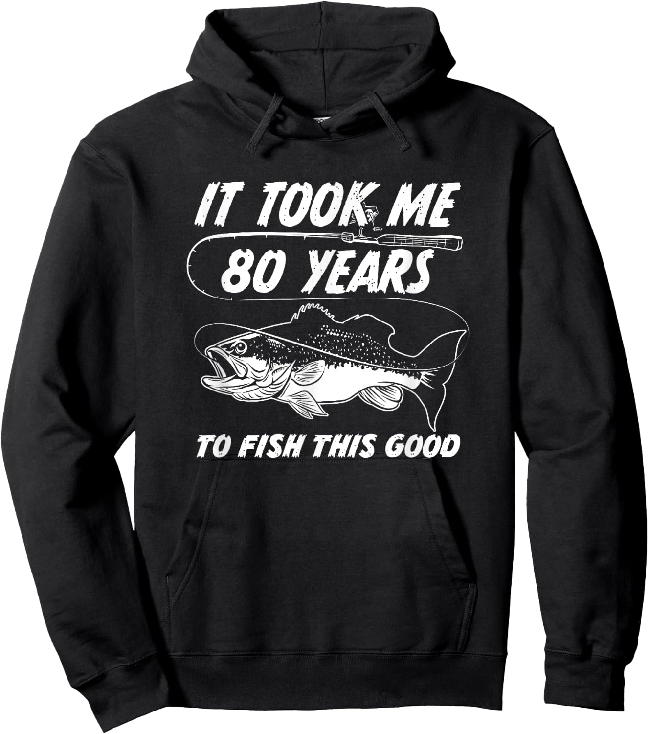 80 Year Old Birthday Fisherman Gifts 80th Bday Fishing Men Hoodie - Hoodie | Black