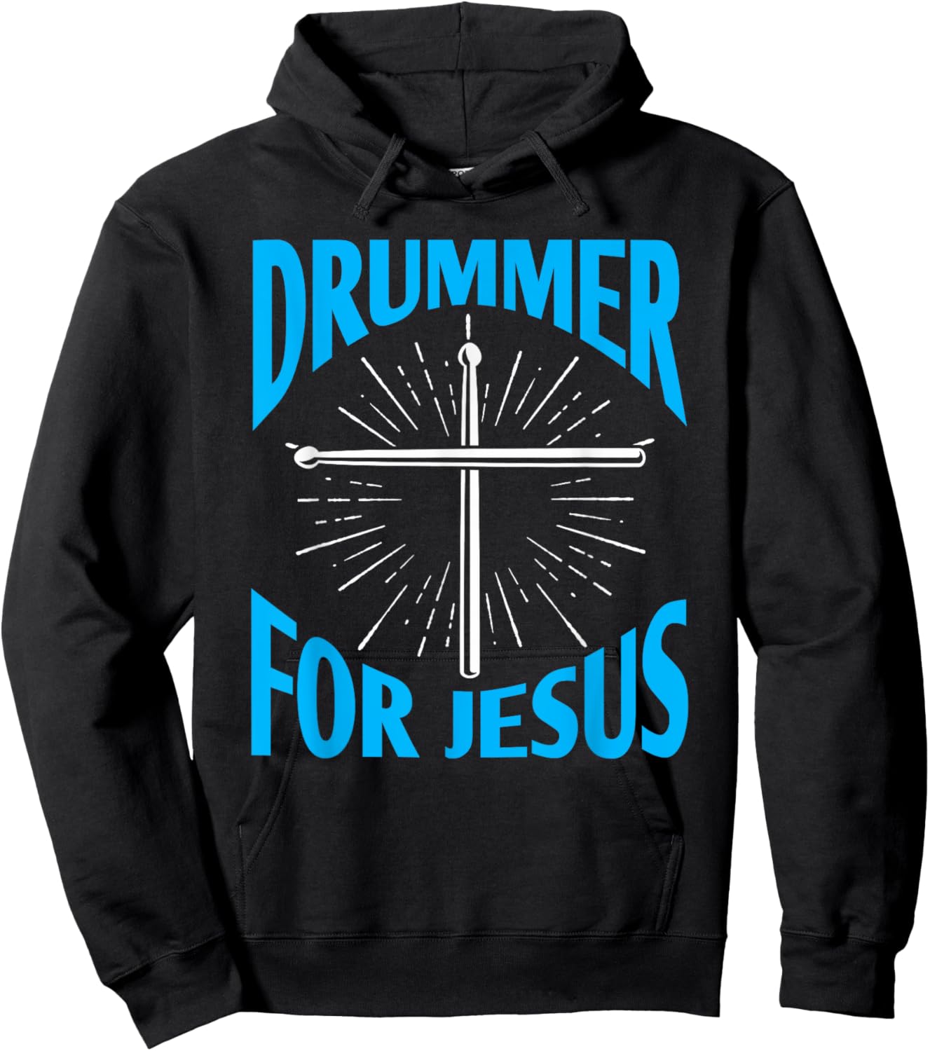 Christian Drummer for Jesus Drums Sticks Drumming Cross Hoodie - Hoodie | Black