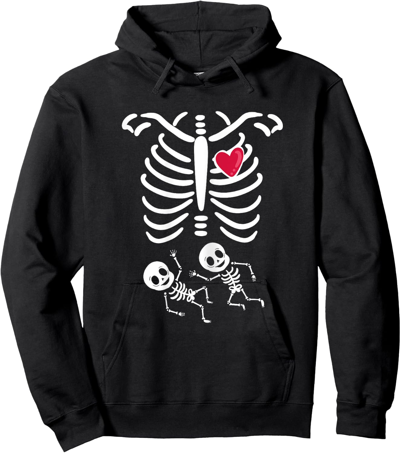 Halloween Pregnancy Twins Costumes Pregnant Skeleton Hoodie - Hoodie | Black