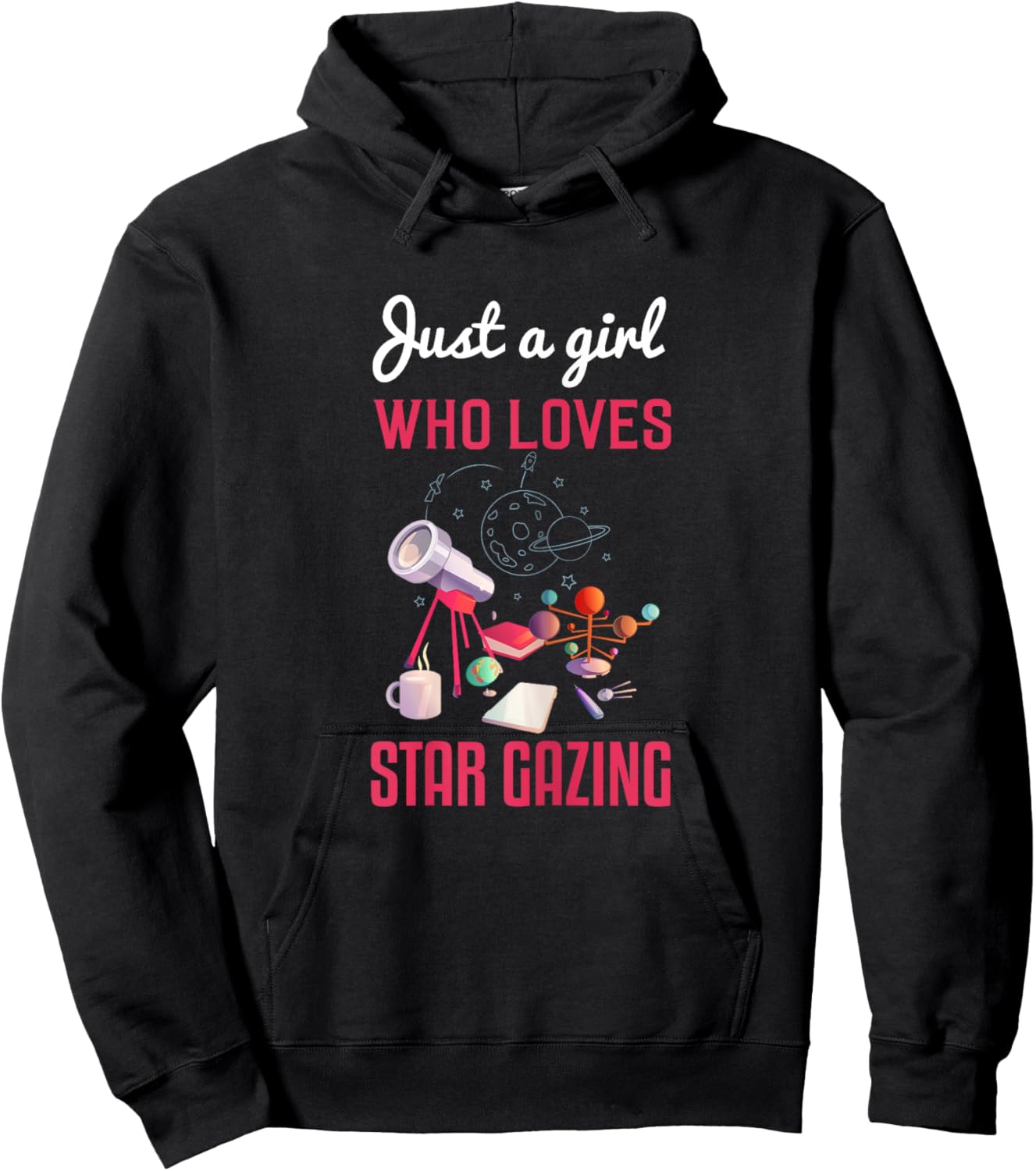 Star Gazing Shirt Funny Space Planets Galaxy Universe Gift Hoodie - Hoodie | Black