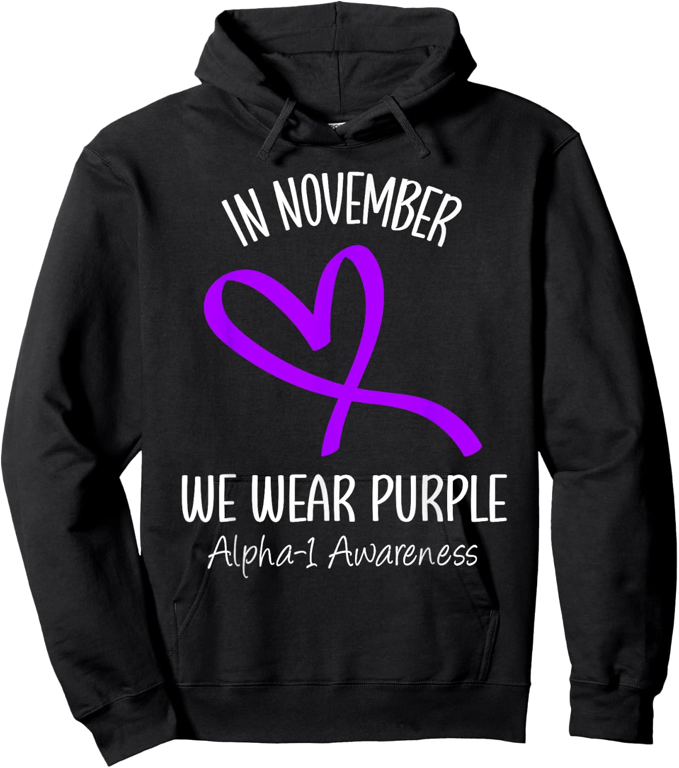 Heart Purple Alpha-1 Antitrypsin Deficiency Awareness Month Hoodie - Hoodie | Black