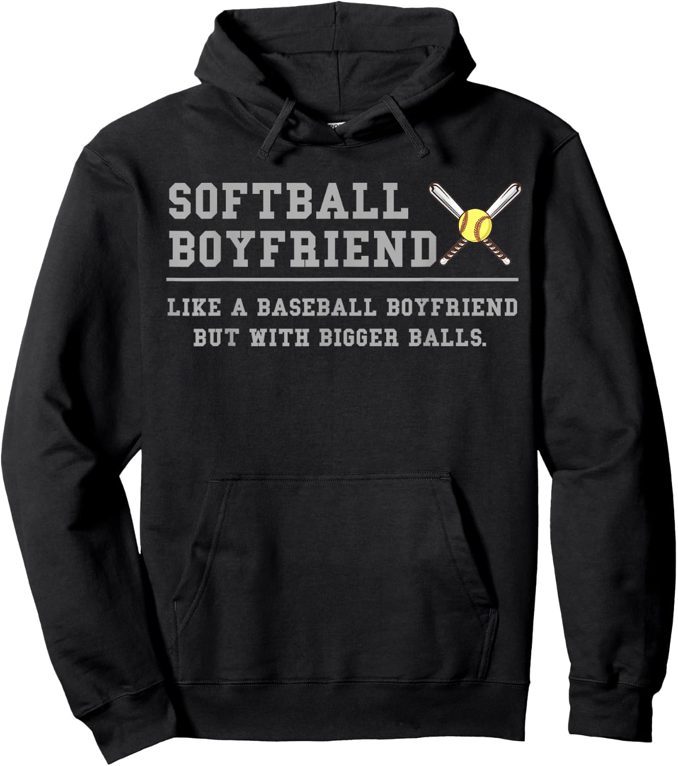 Softball Boyfriend like a baseball But with bigger balls Hoodie - Hoodie | Black