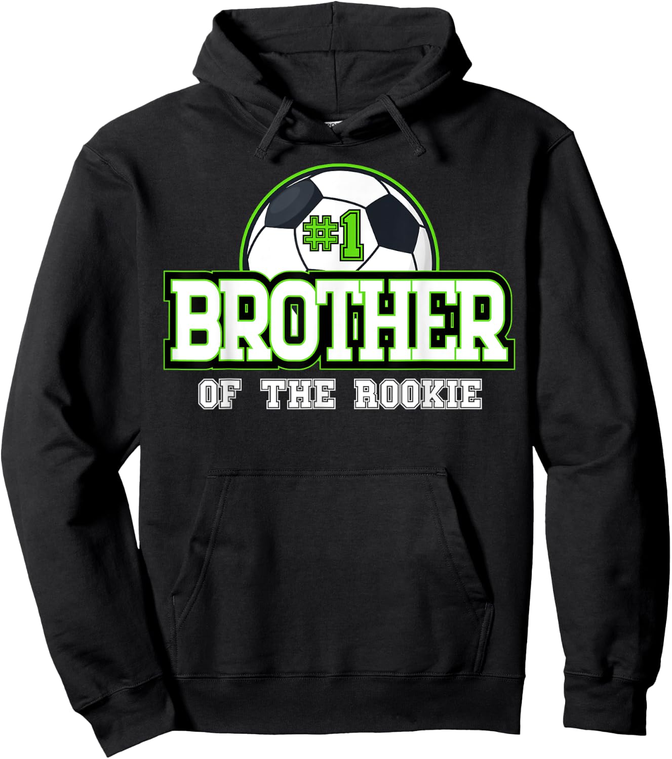 Brother of Rookie 1st Birthday Soccer Theme Matching Party Hoodie - Hoodie | Black