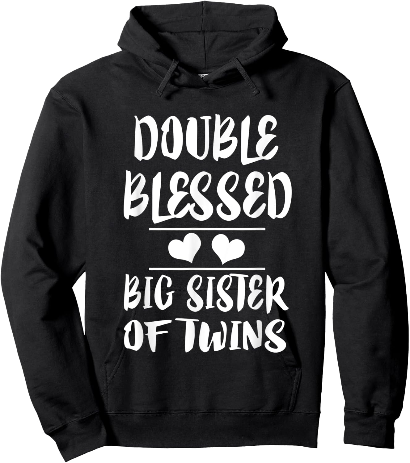Double Blessed Big Sister Of Twins Hoodie - Hoodie | Black