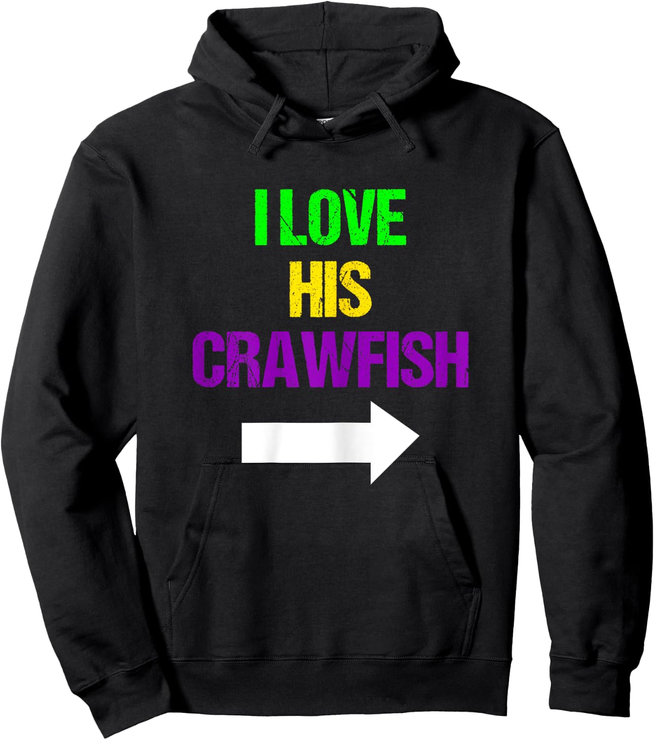 I Love His Crawfish Mardi Gras Funny Masquerade Party Couple Hoodie - Hoodie | Black