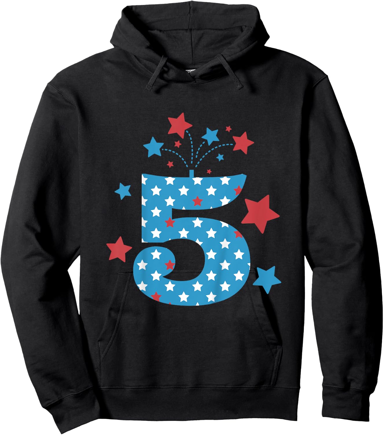 Red, White and Five - 5th Birthday Patriotic Firecrackers Hoodie - Hoodie | Black