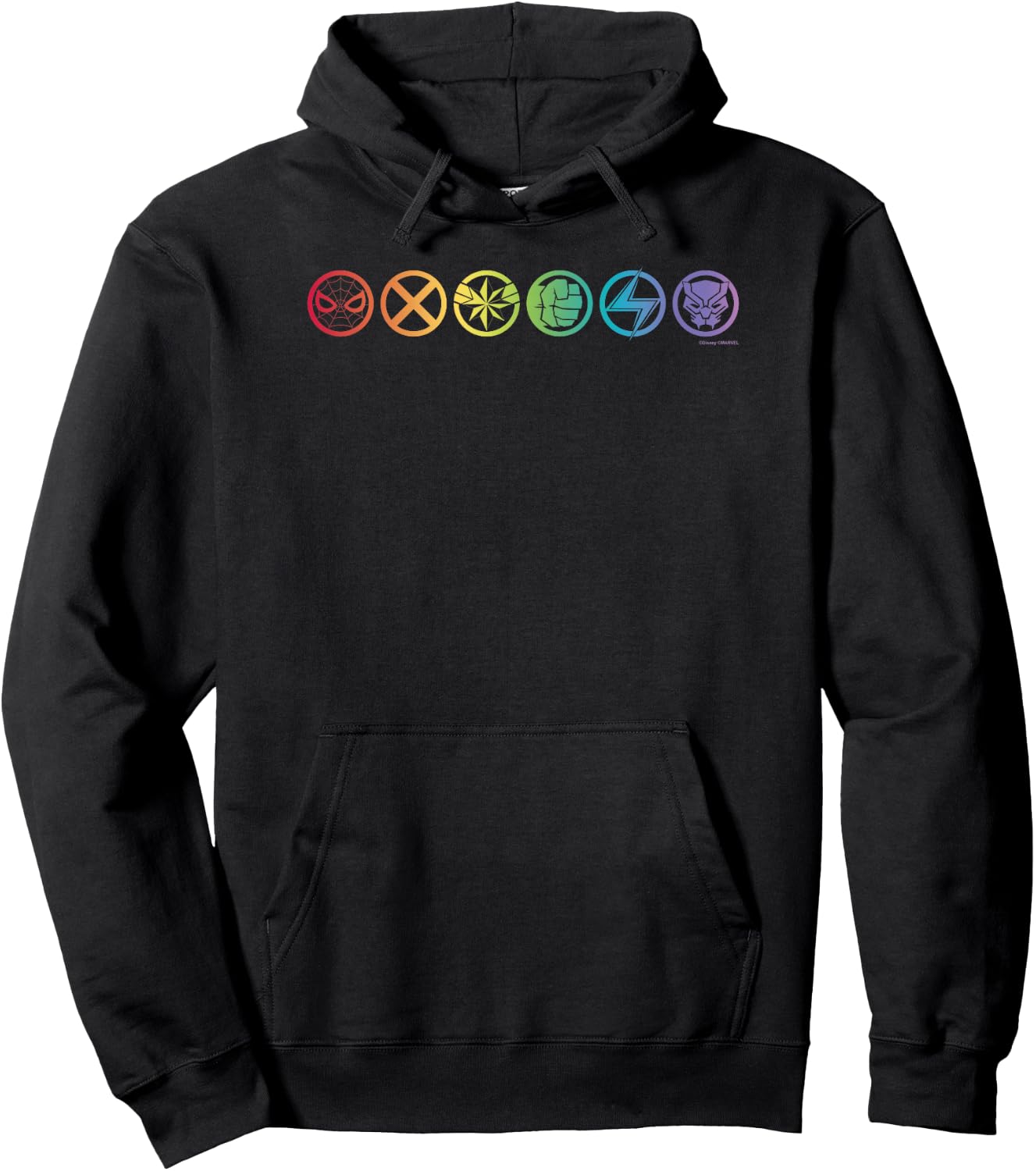 Marvel Group Shot Rainbow Logo Light Up Hoodie - Hoodie | Black