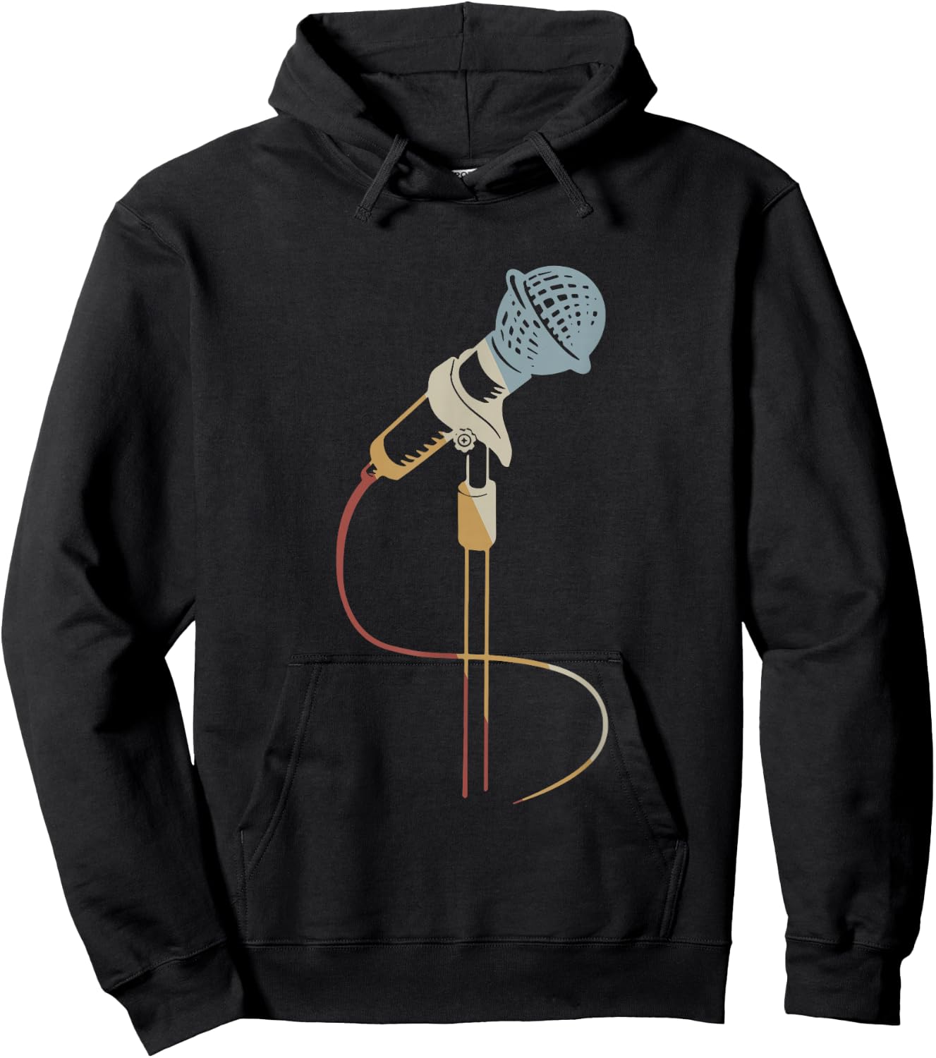 Microphone Retro Style Vintage Hoodie - Hoodie | Black