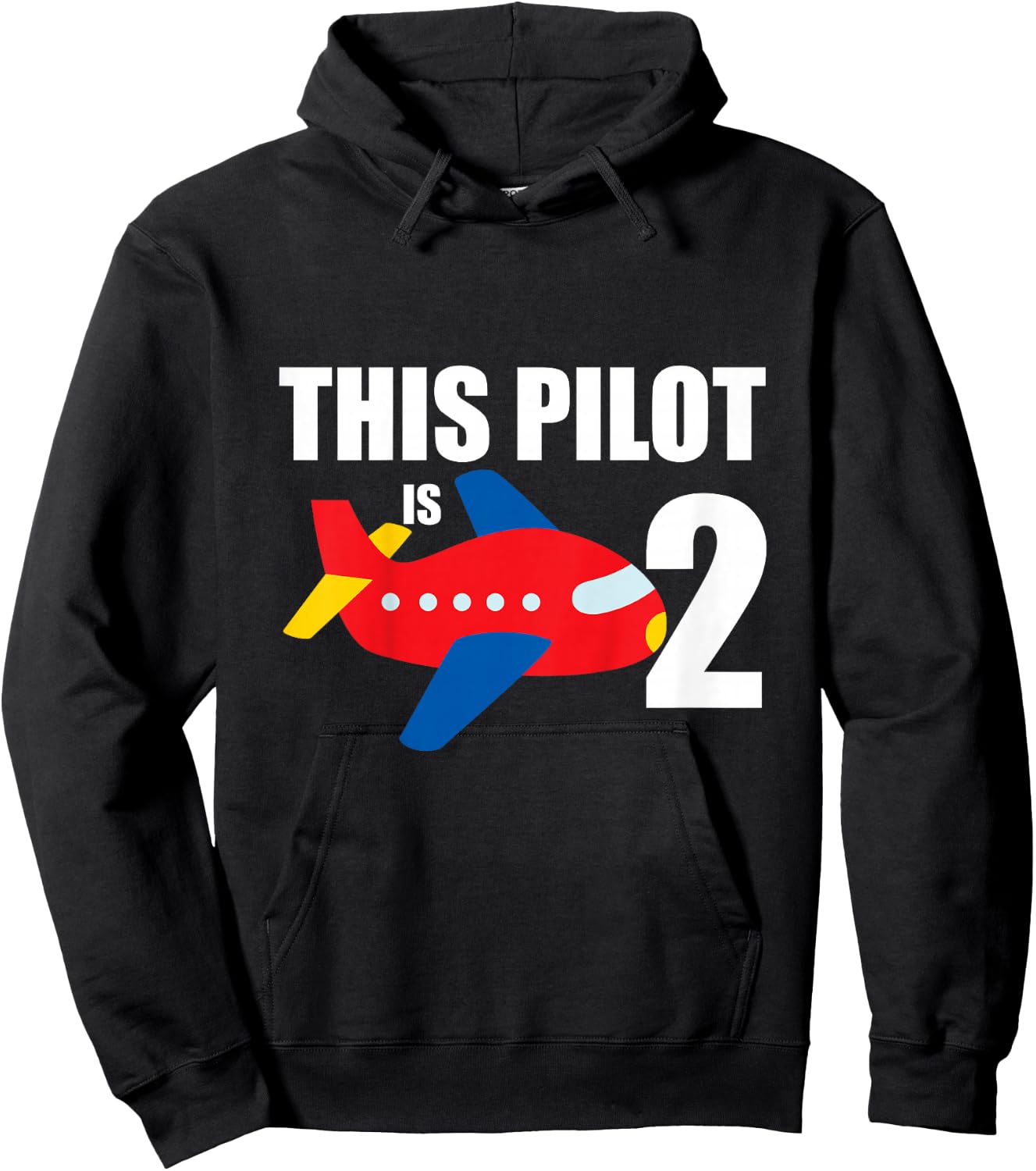 Kids Airplane 2nd Birthday 2 Years Old Toddler Boys Pilot Plane Hoodie - Hoodie | Black
