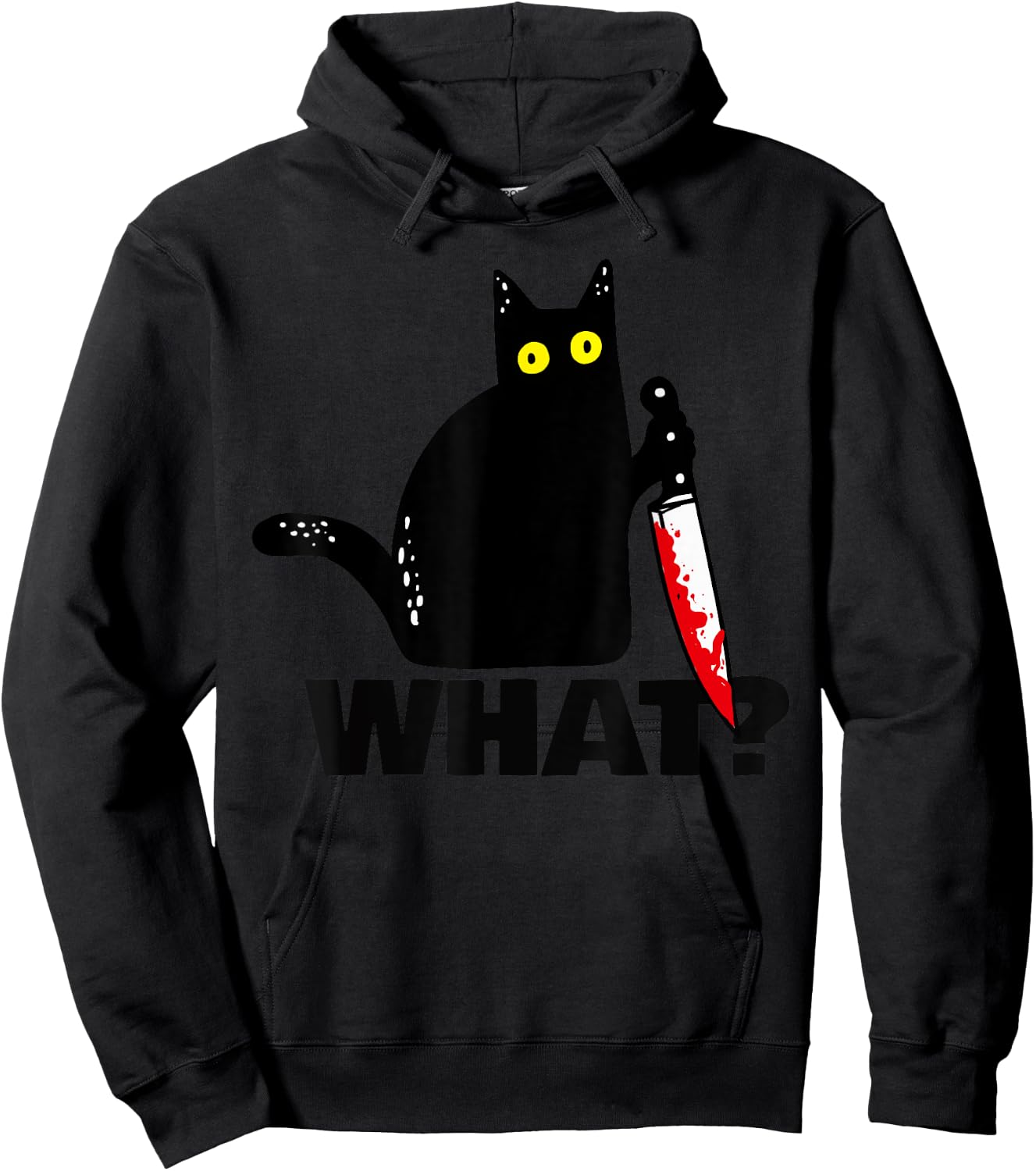Cat What? funny Murderous Cat with knife Halloween Women Hoodie - Hoodie | Black