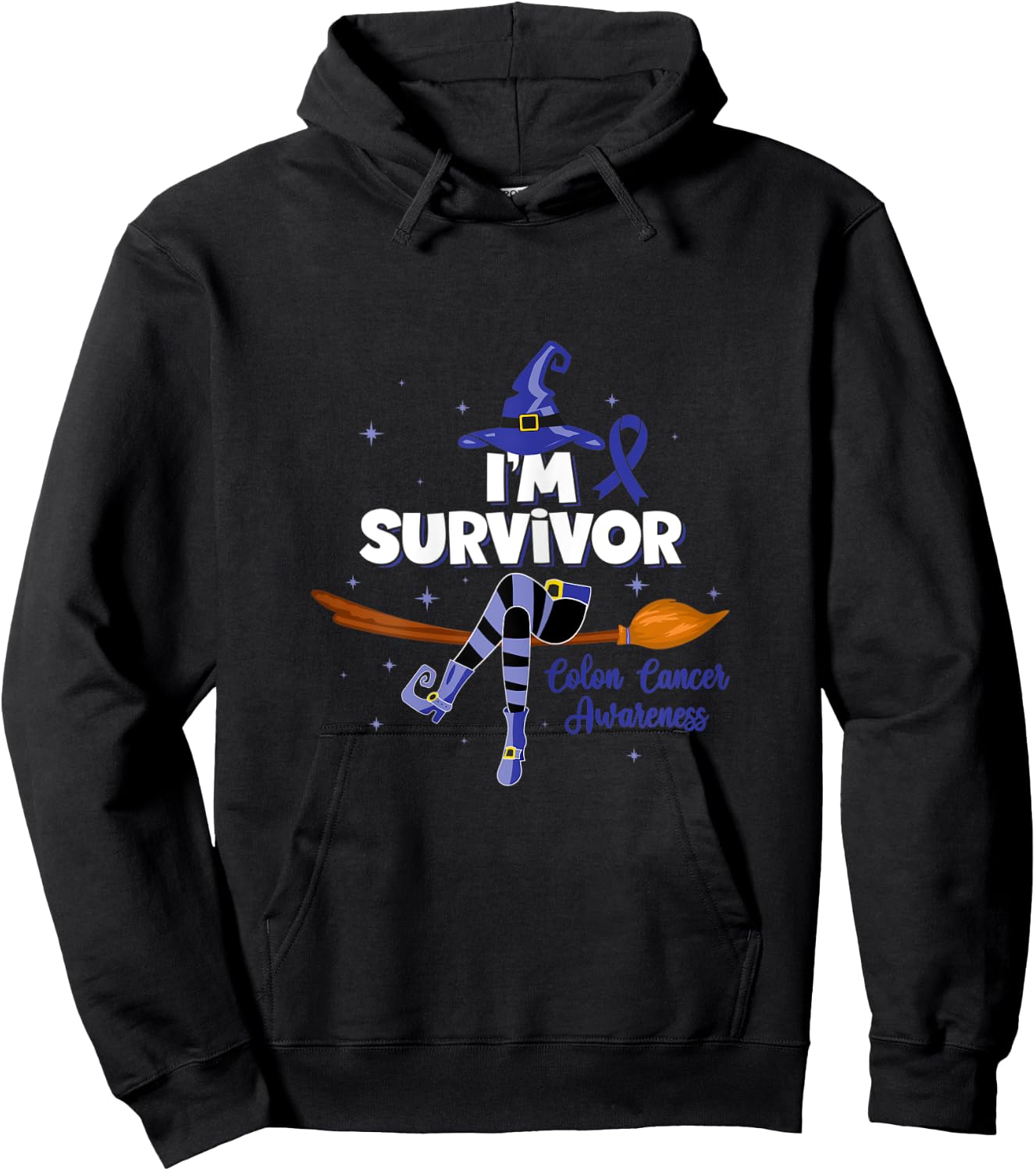 Witch I'm a Survivor Colon Cancer Spooky Halloween Hoodie - Hoodie | Black