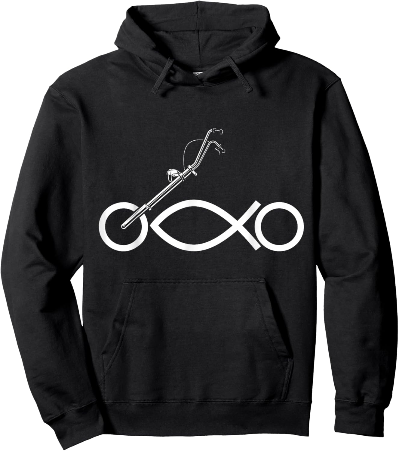 Christian Motorcycle Biker Ichthus Faith Hoodie - Hoodie | Black