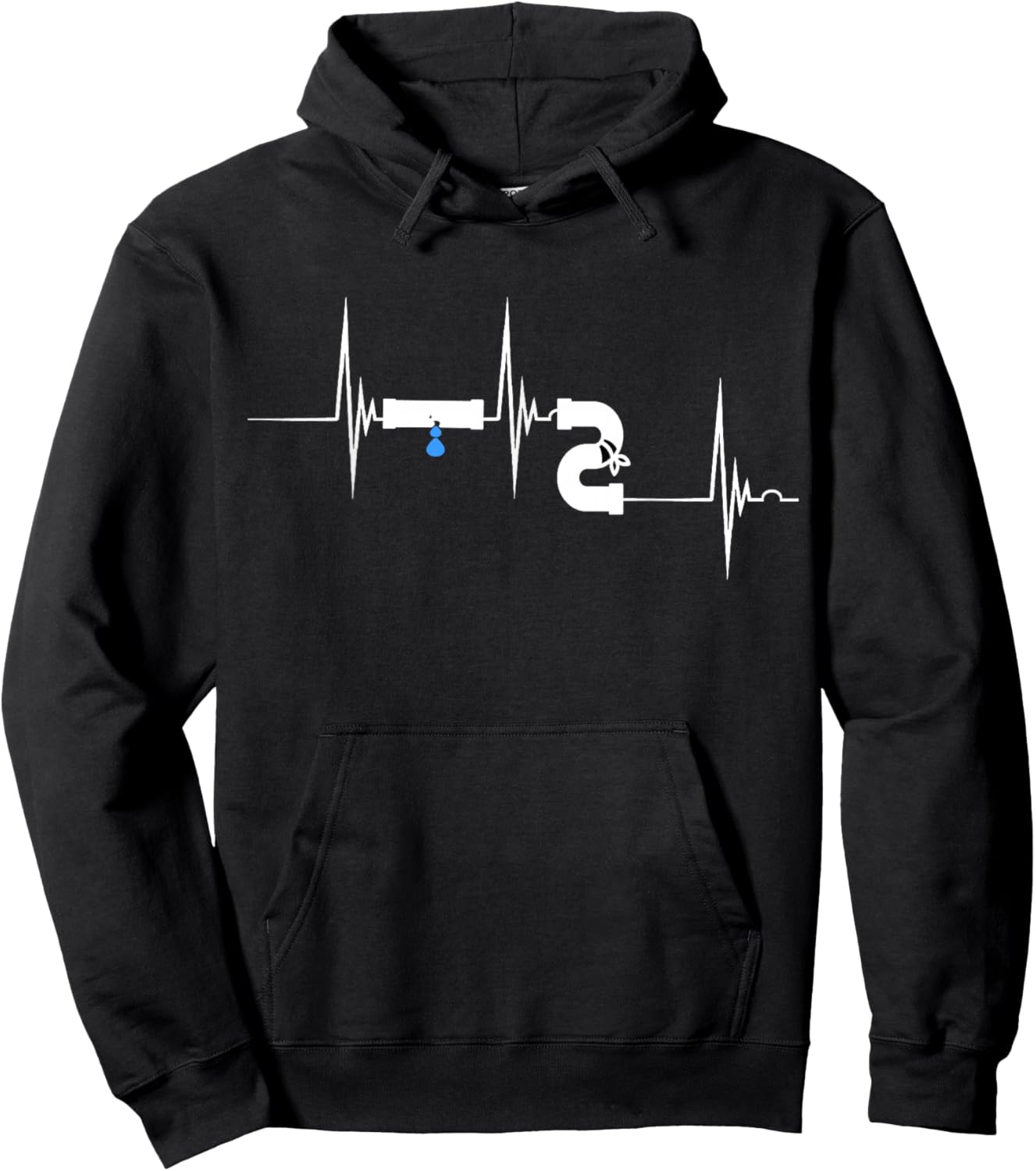 Plumber Plumber Pipe Laying Heartbeat ECG Pulse Hoodie - Hoodie | Black